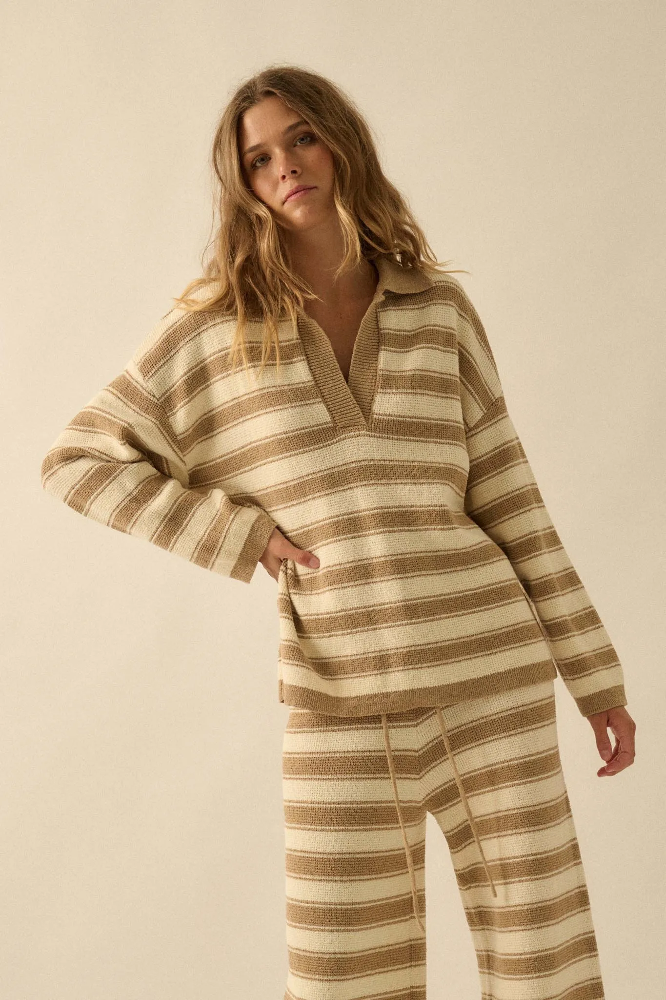 Stripe Out Striped Split-Neck Collared Sweater sold by Promesa product image thumbnail 5