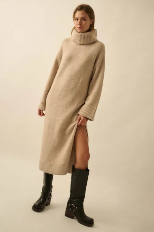 Quiet Hour Turtleneck Midi Sweater Dress made by Promesa