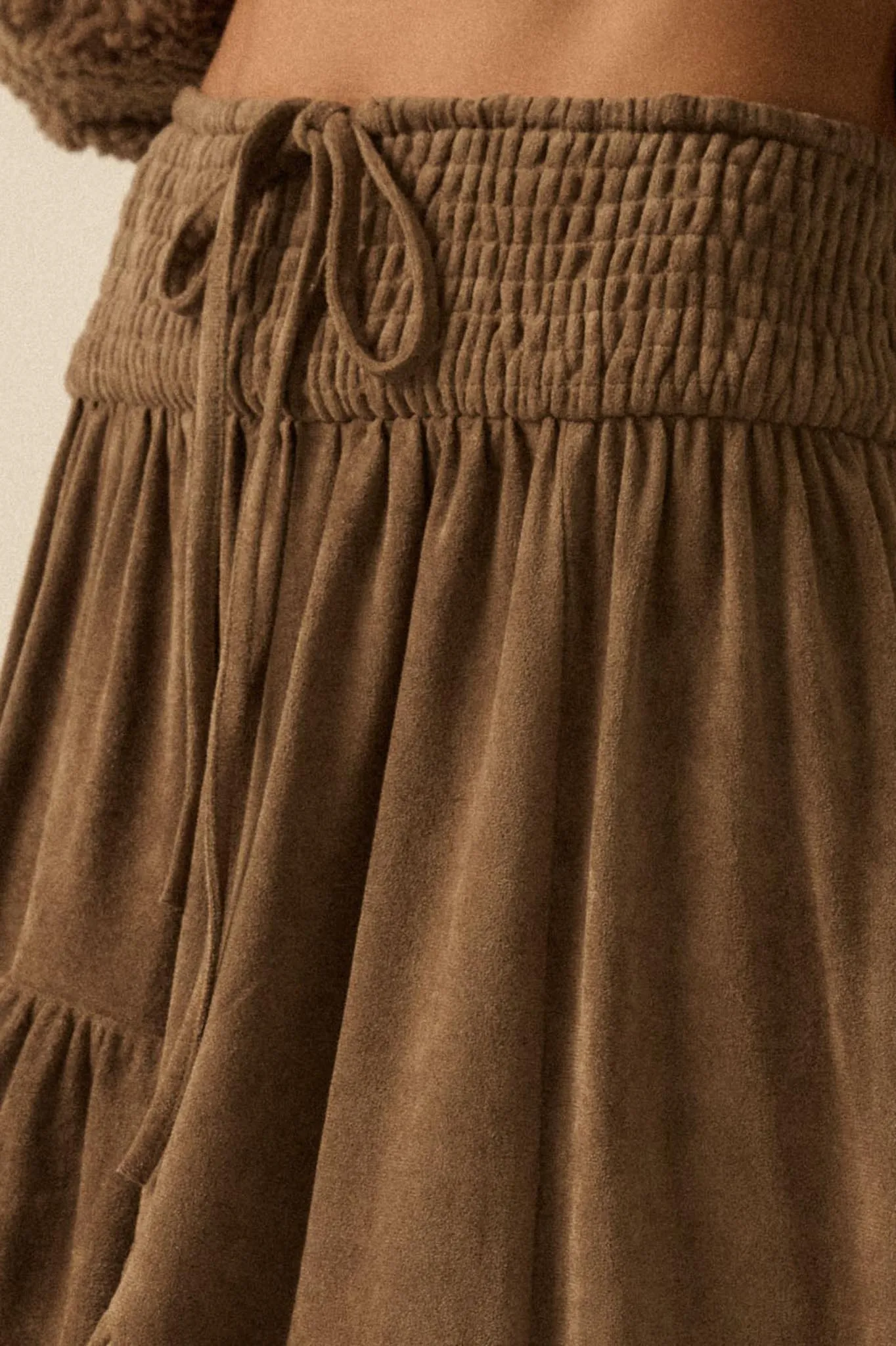 Oh So Soft Vegan Suede High-Low Ruffle Maxi Skirt sold by Promesa product image thumbnail 4