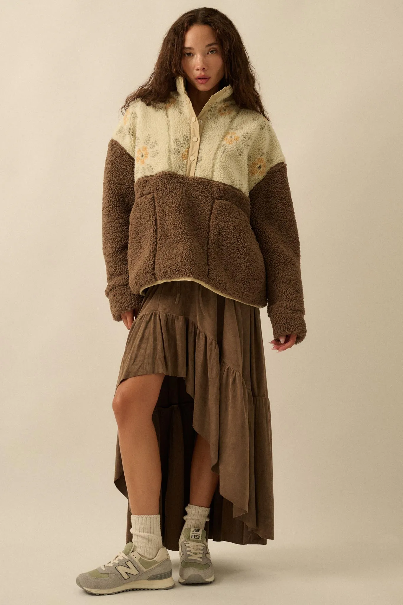 Oh So Soft Vegan Suede High-Low Ruffle Maxi Skirt sold by Promesa product image thumbnail 3