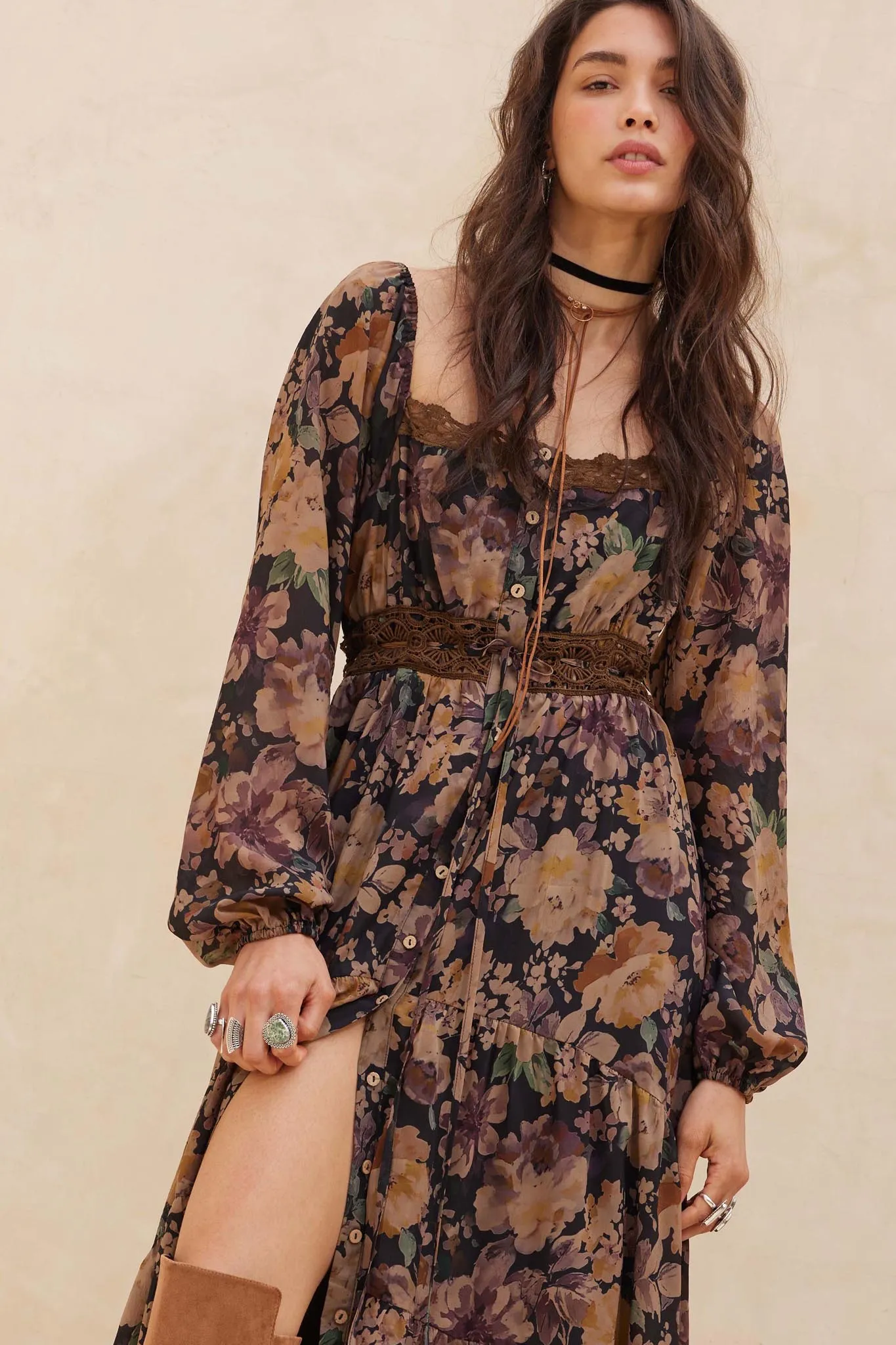 Misty Meadow Floral Button-Up Maxi Prairie Dress sold by Promesa product image thumbnail 5
