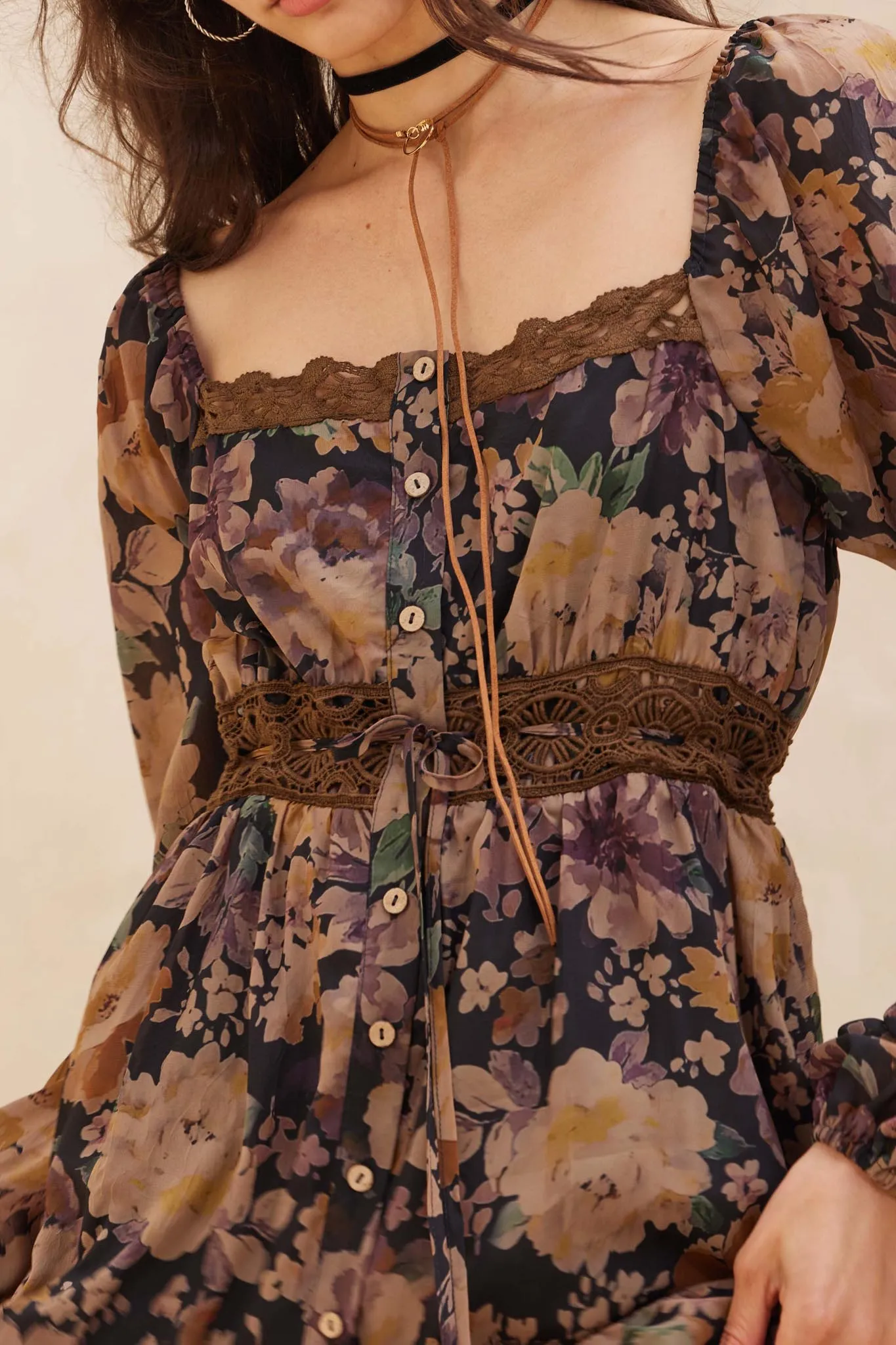 Misty Meadow Floral Button-Up Maxi Prairie Dress sold by Promesa product image thumbnail 4