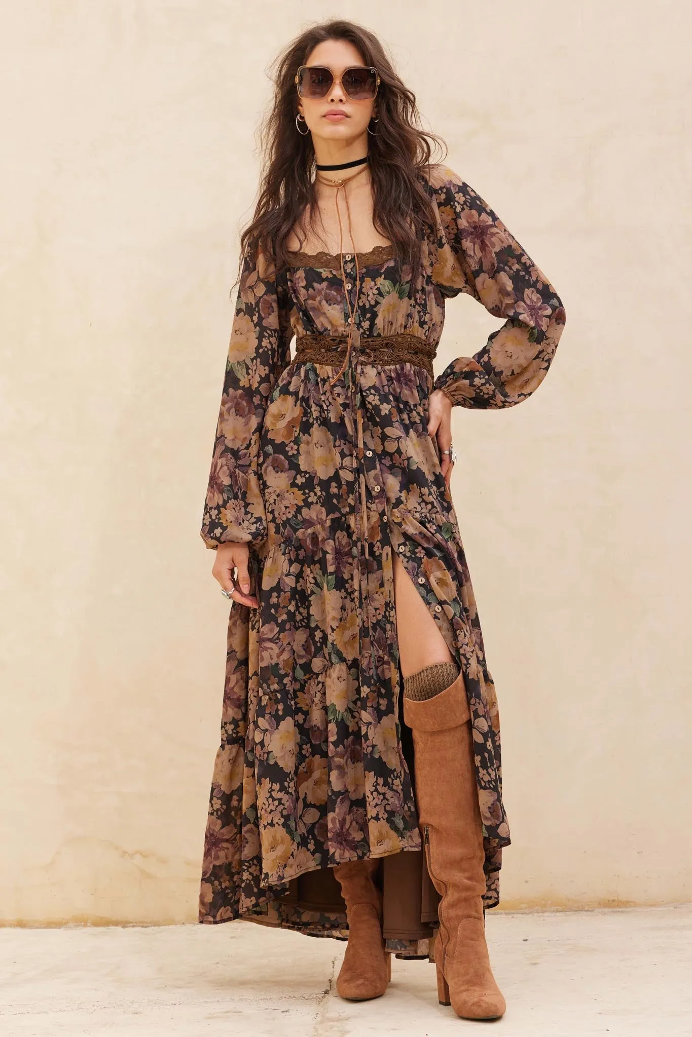 Misty Meadow Floral Button-Up Maxi Prairie Dress sold by Promesa product image thumbnail 3
