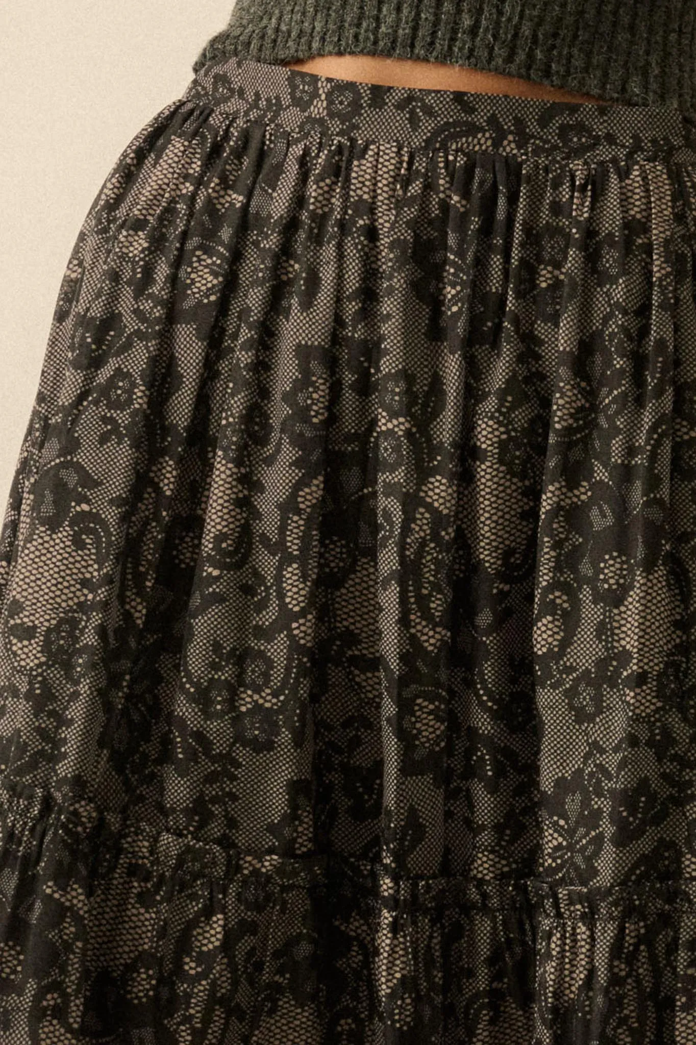 Into the Night Lace-Print Organza Maxi Skirt sold by Promesa product image thumbnail 5