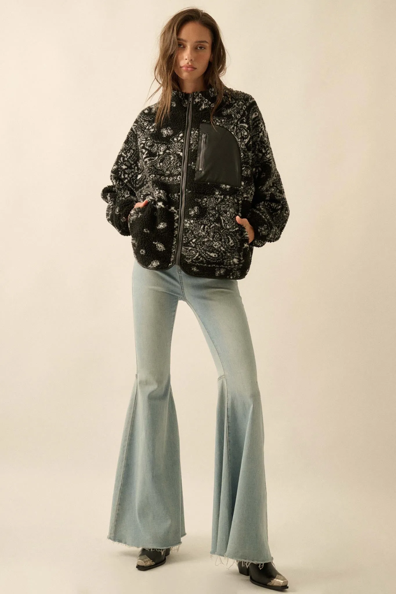 Chasing Dreams Paisley-Print Fleece Zip-Up Jacket sold by Promesa product image thumbnail 5