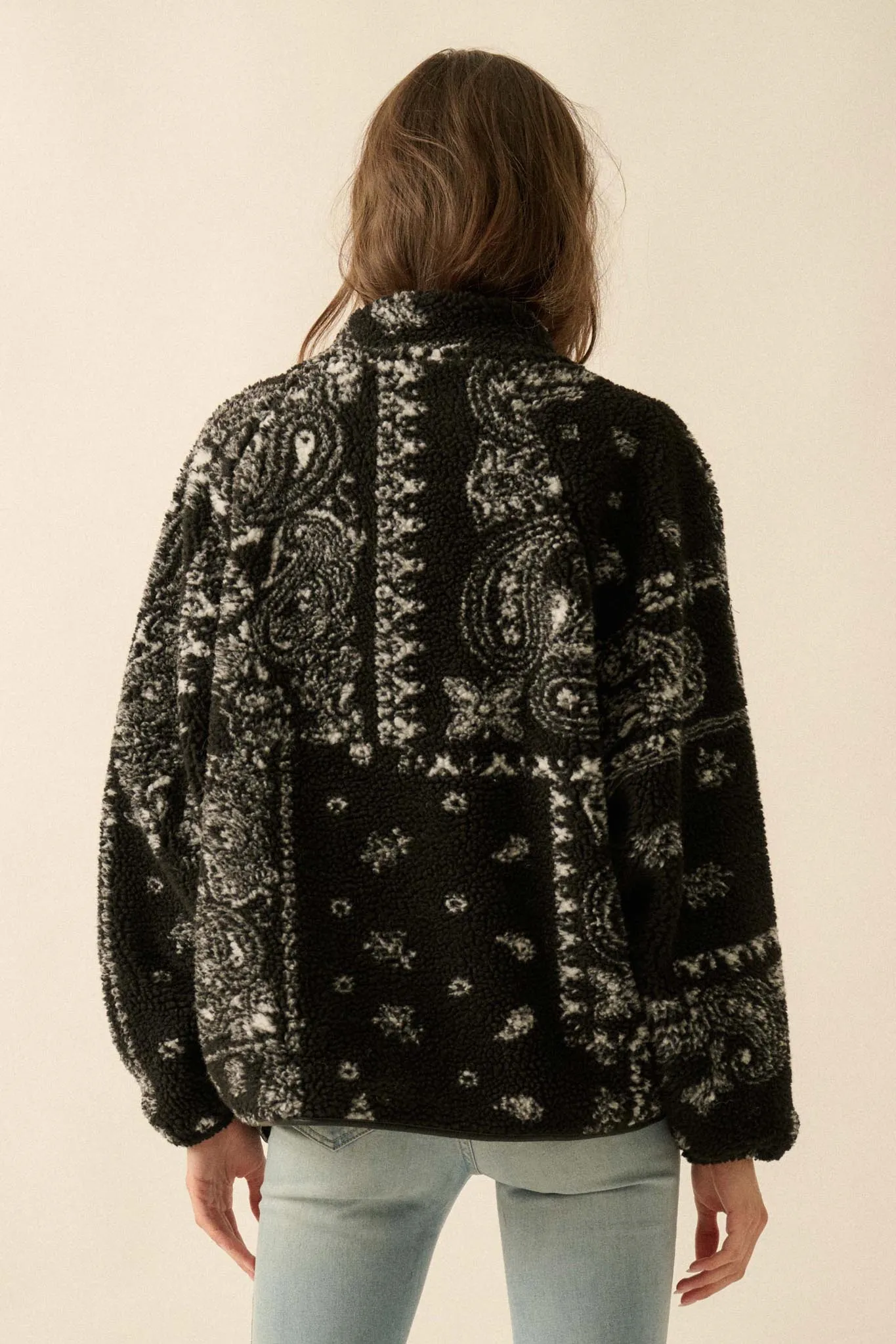Chasing Dreams Paisley-Print Fleece Zip-Up Jacket sold by Promesa product image thumbnail 2