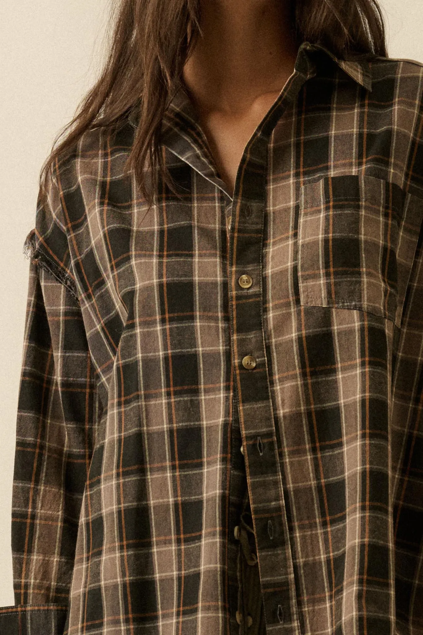 Tartan Threads Plaid Raw-Edge Button-Up Shirt sold by Promesa product image thumbnail 4