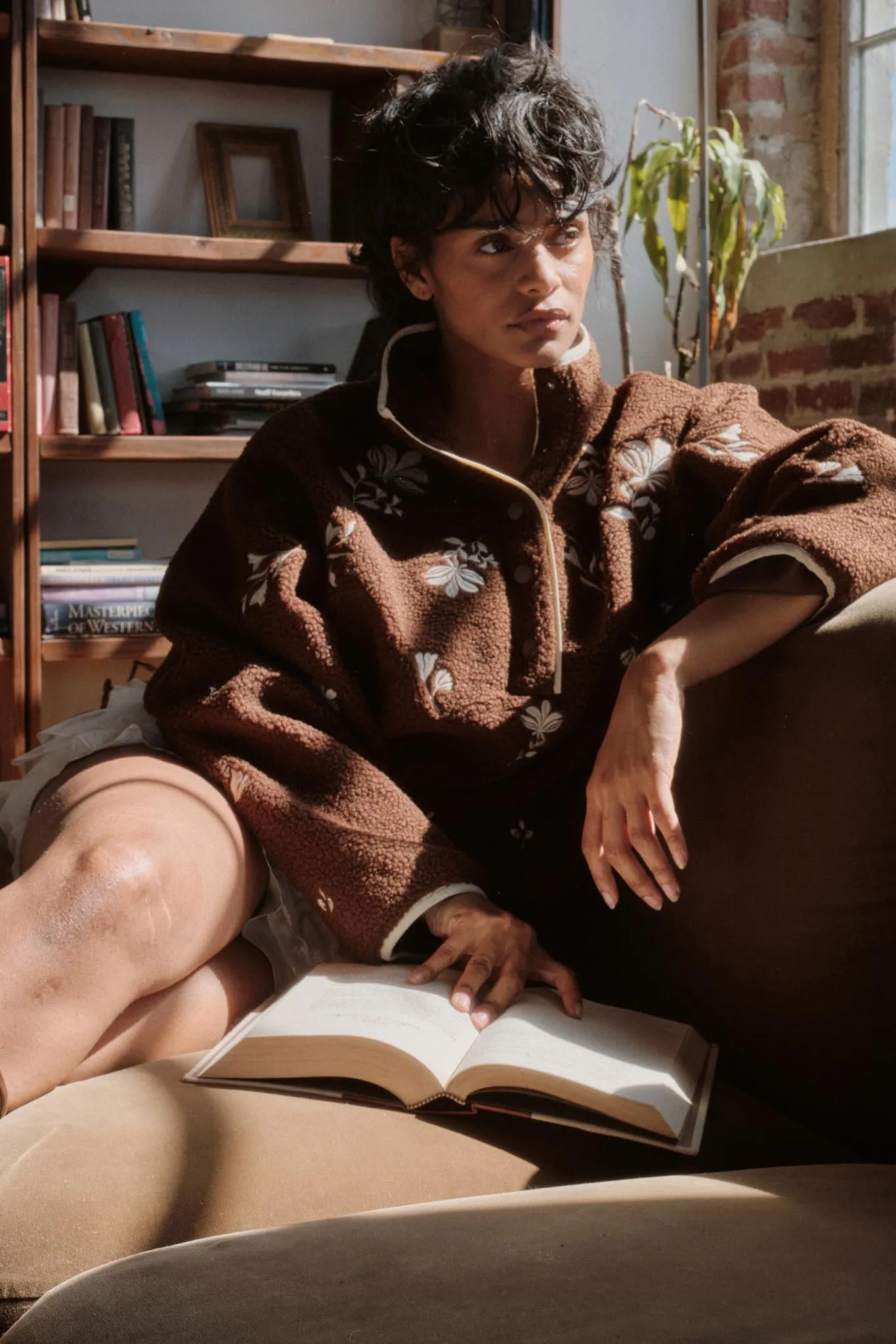 Plush Posies Floral-Embroidered Fleece Pullover sold by Promesa