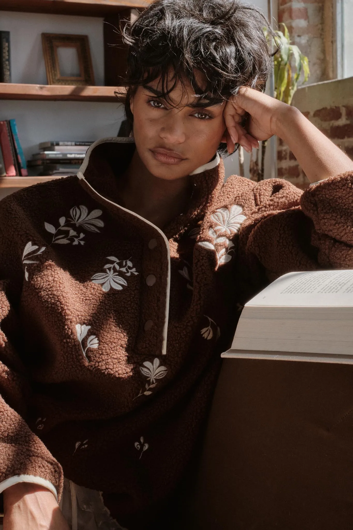 Plush Posies Floral-Embroidered Fleece Pullover sold by Promesa product image thumbnail 3