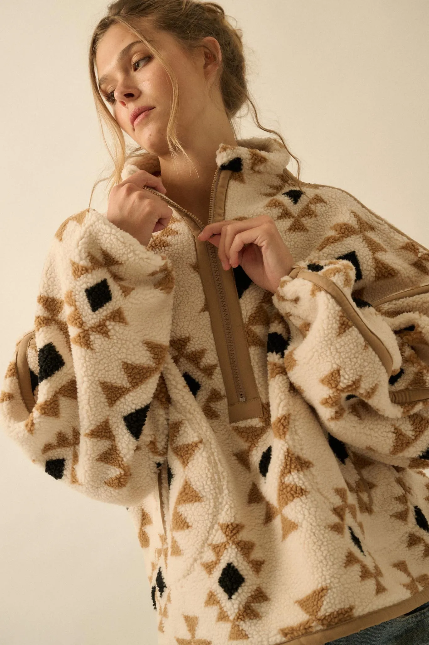 Sierra Sky Geo-Print Fleece Half-Zip Pullover sold by Promesa product image thumbnail 4