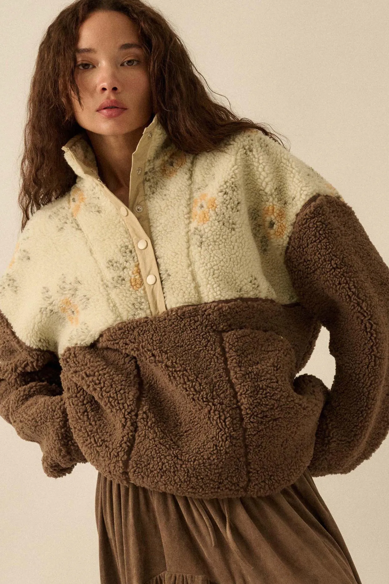 Toasted Blooms Floral Fleece Half-Snap Pullover sold by Promesa product image thumbnail 4