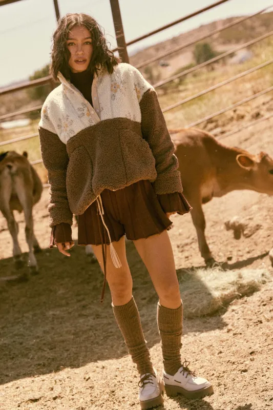 Toasted Blooms Floral Fleece Half-Snap Pullover sold by Promesa