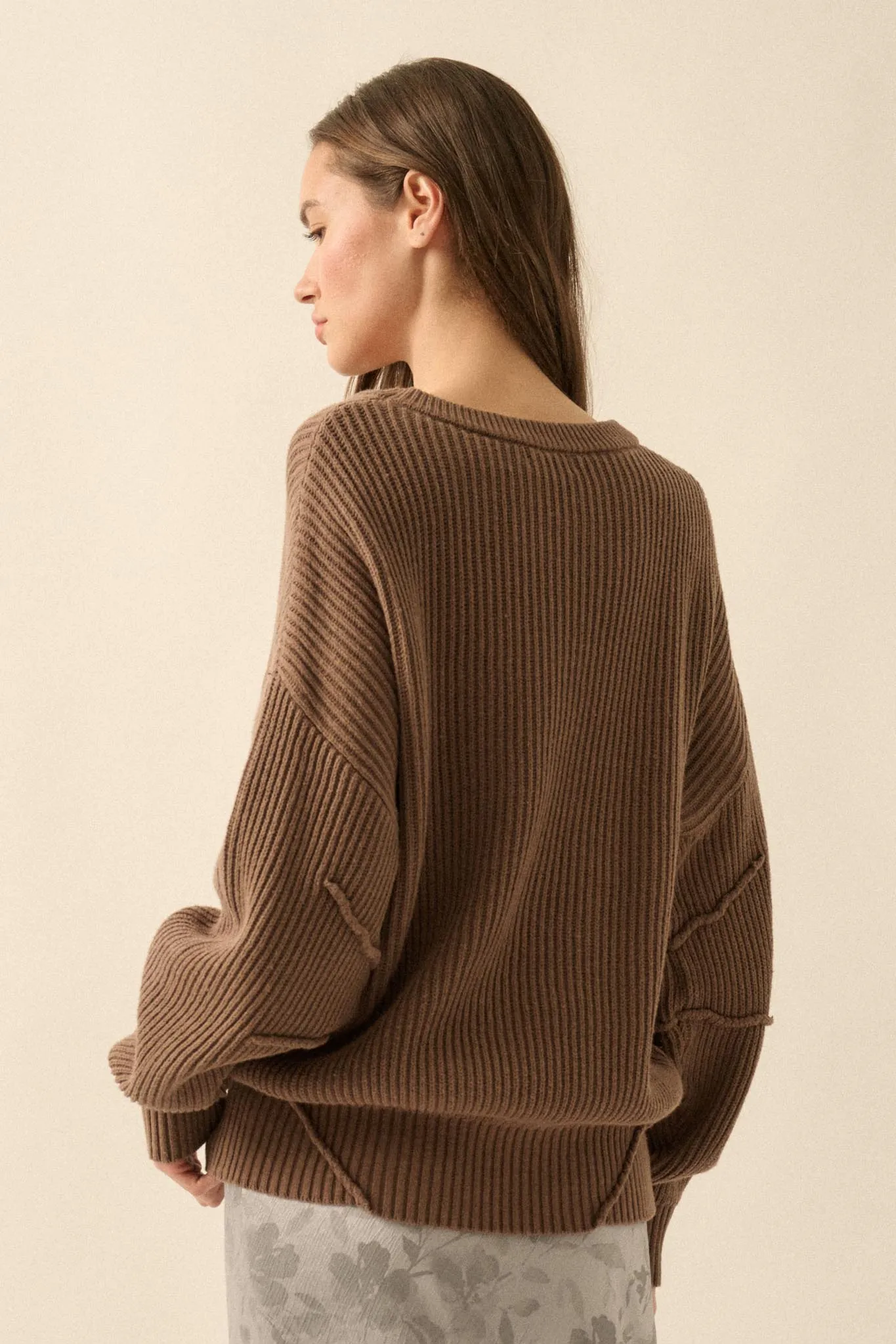 Peaceful Mood Ribbed Knit Exposed-Seam Sweater sold by Promesa product image thumbnail 2