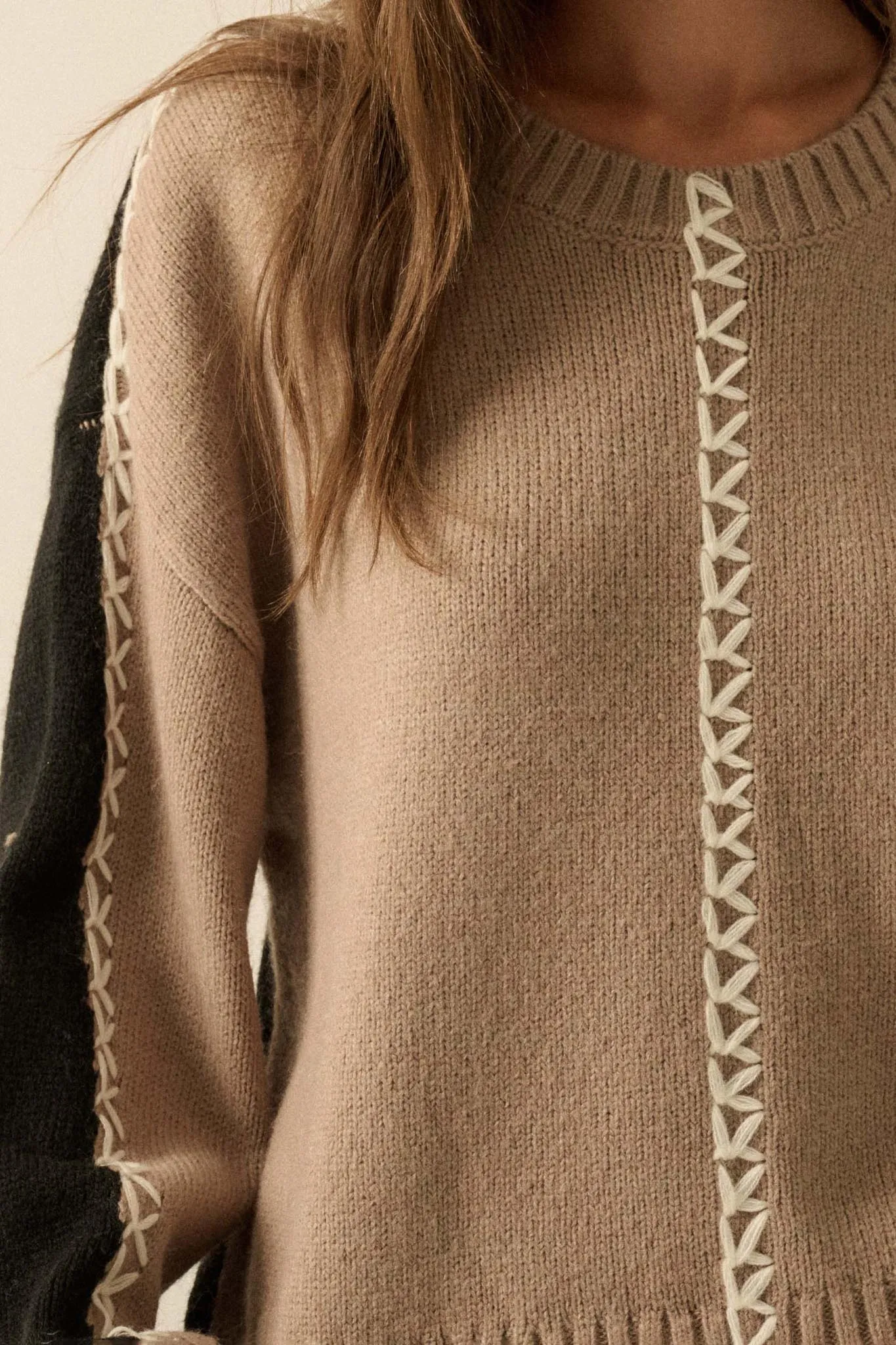 Look Twice Colorblock Stitch-Detail Sweater sold by Promesa product image thumbnail 4