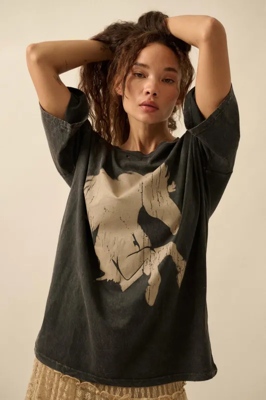 Wild Beauty Distressed Oversize Horse Graphic Tee sold by Promesa