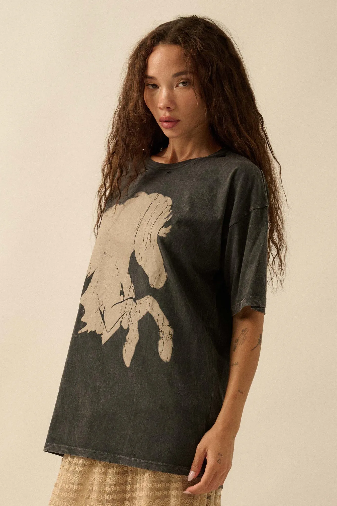 Wild Beauty Distressed Oversize Horse Graphic Tee sold by Promesa product image thumbnail 5