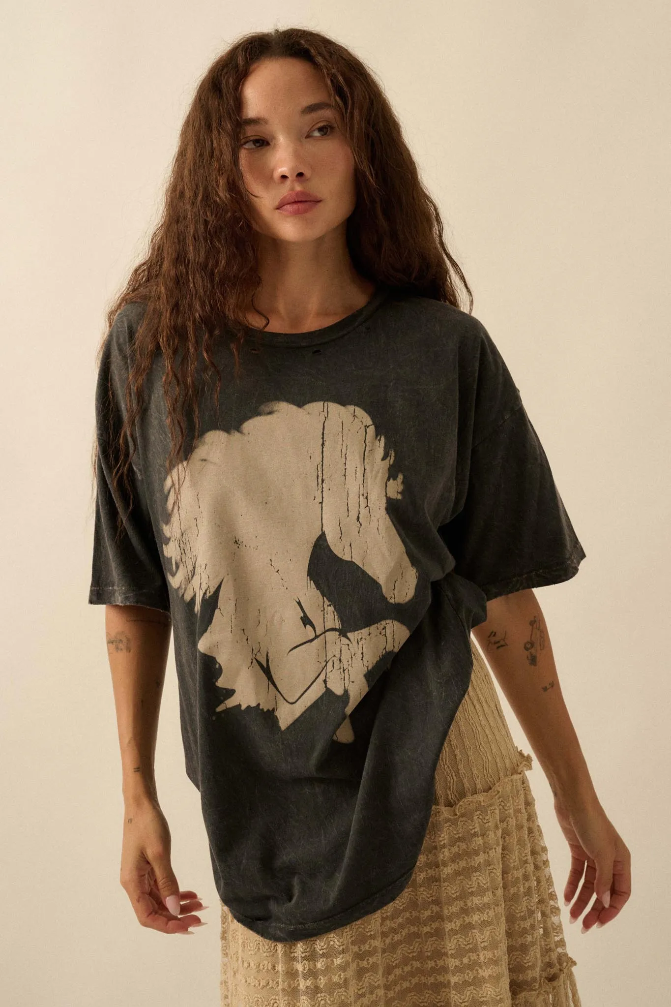 Wild Beauty Distressed Oversize Horse Graphic Tee sold by Promesa product image thumbnail 4