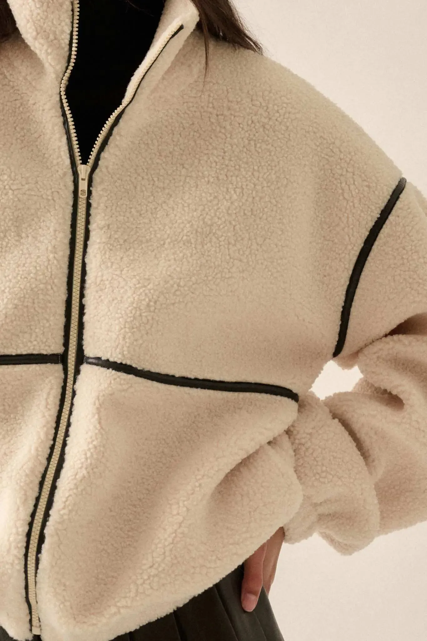 Warming Up Sherpa Fleece Zip-Front Jacket sold by Promesa product image thumbnail 5