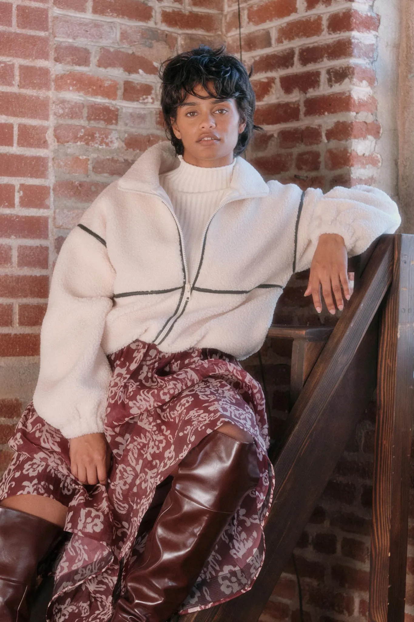 Warming Up Sherpa Fleece Zip-Front Jacket sold by Promesa