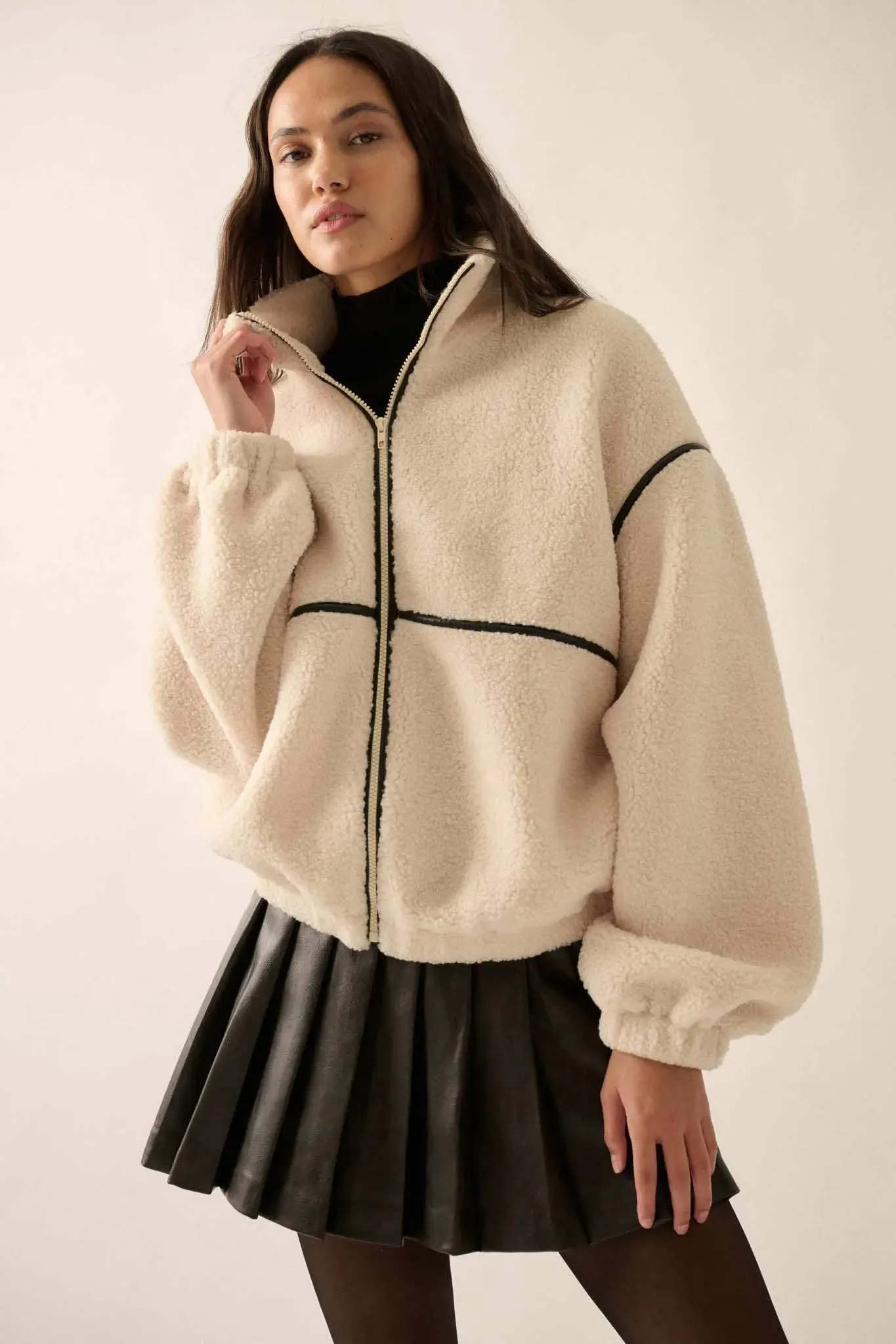 Warming Up Sherpa Fleece Zip-Front Jacket sold by Promesa product image thumbnail 4