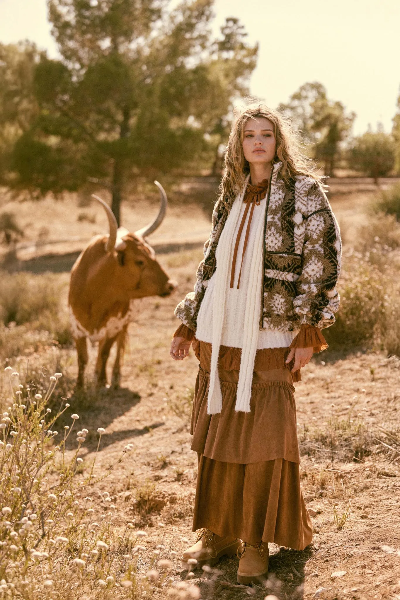 Tender Touch Vegan Suede Tiered Ruffle Maxi Skirt sold by Promesa product image thumbnail 3