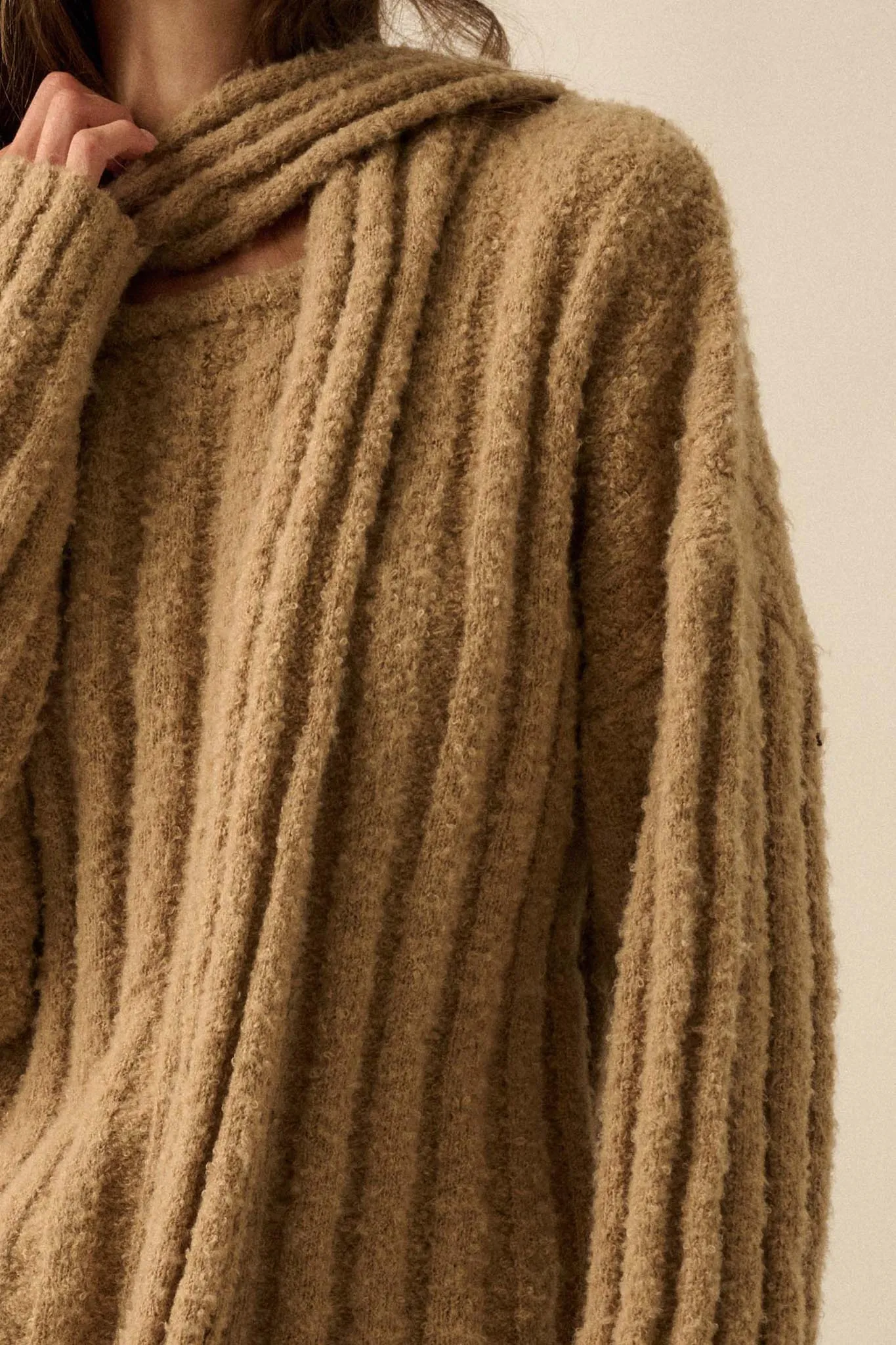 Keep Your Cool Textured Ribbed Knit Scarf Sweater sold by Promesa product image thumbnail 5