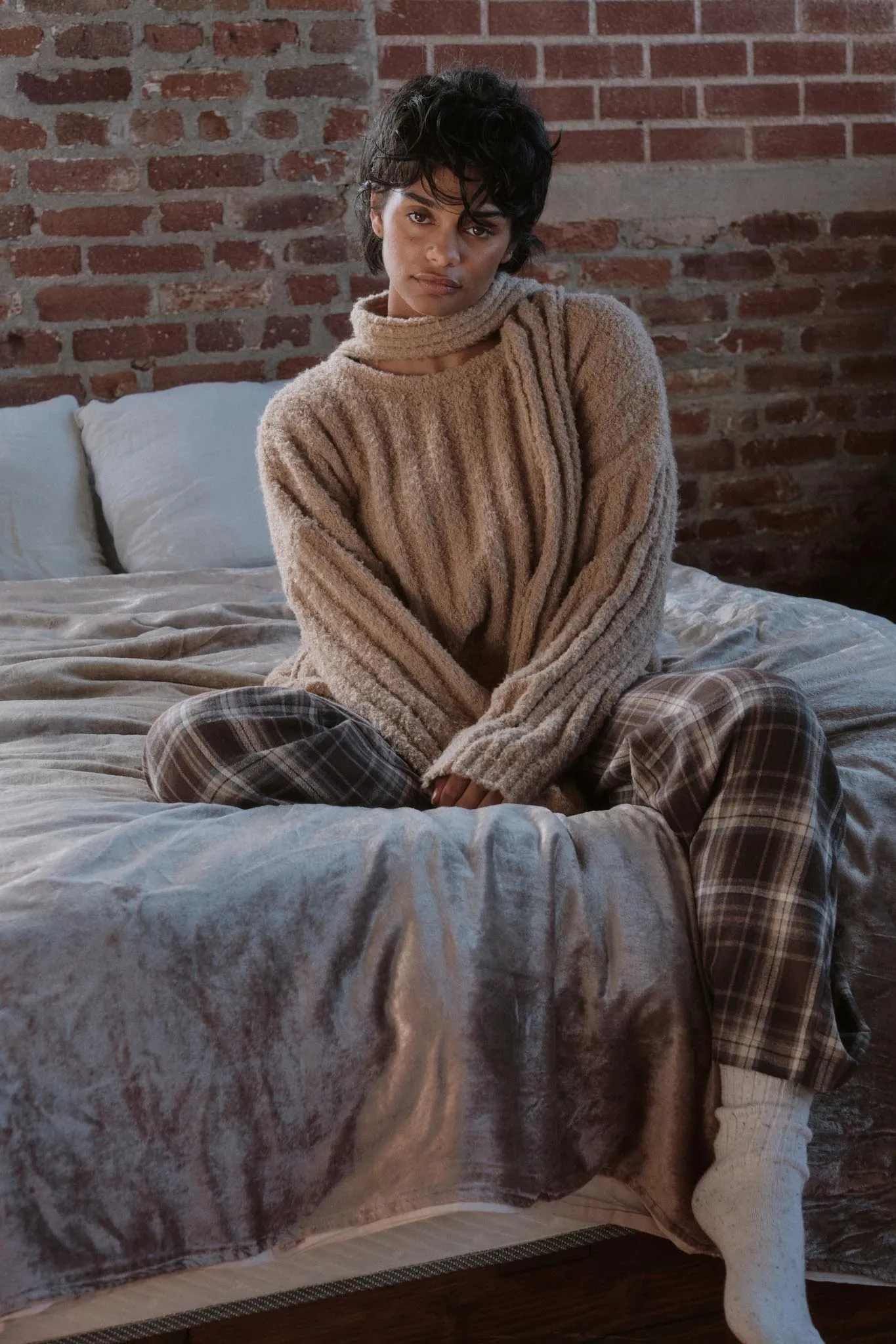 Keep Your Cool Textured Ribbed Knit Scarf Sweater sold by Promesa product image thumbnail 2