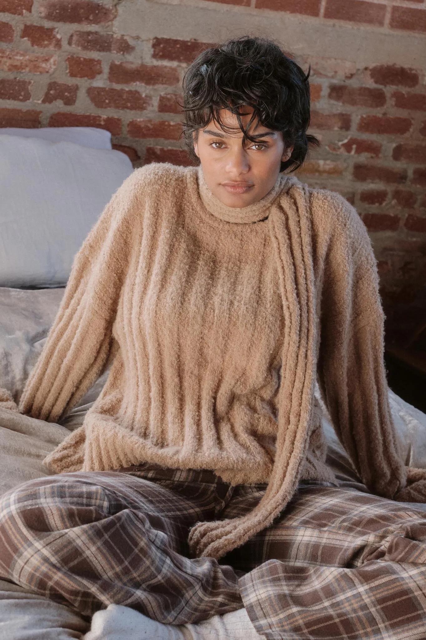 Keep Your Cool Textured Ribbed Knit Scarf Sweater sold by Promesa