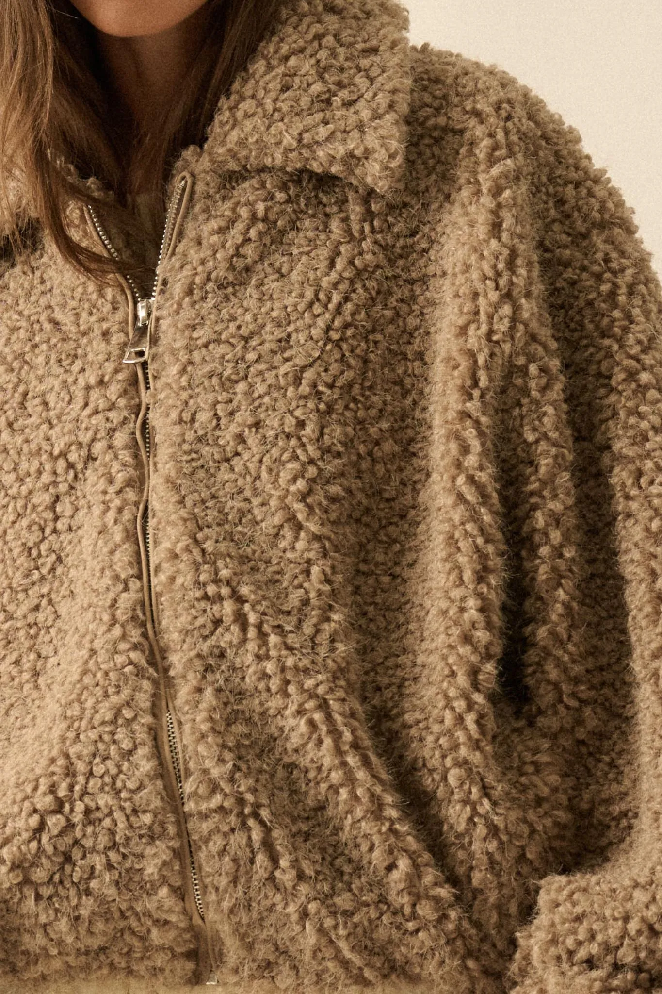 Warm Fuzzies Faux Shearling Zip-Up Teddy Jacket sold by Promesa product image thumbnail 5