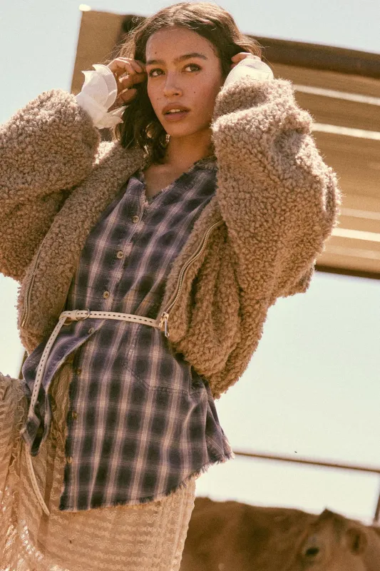 Warm Fuzzies Faux Shearling Zip-Up Teddy Jacket sold by Promesa