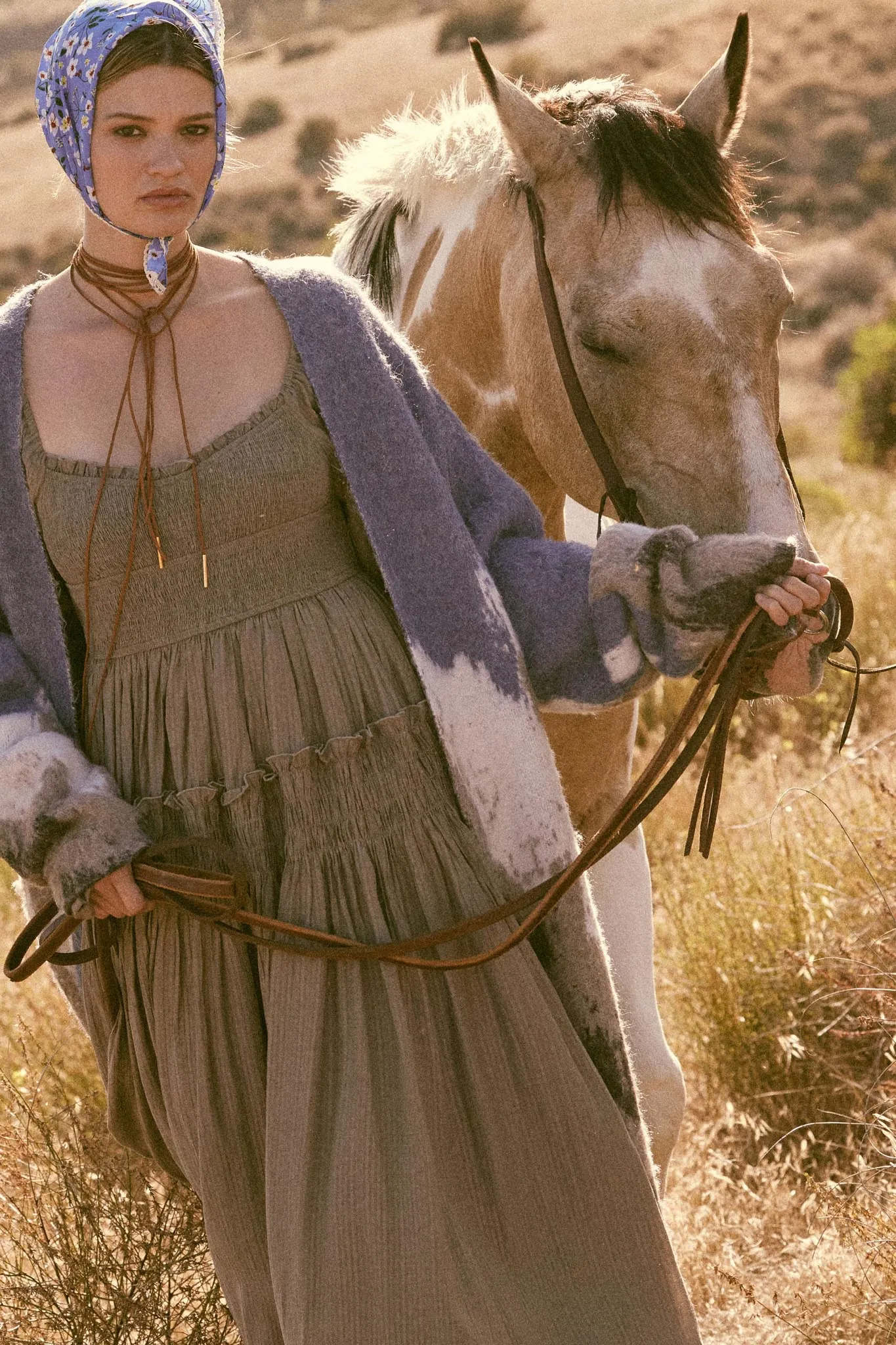 Love Story Smocked Tonal-Stripe Midi Peasant Dress sold by Promesa product image thumbnail 2