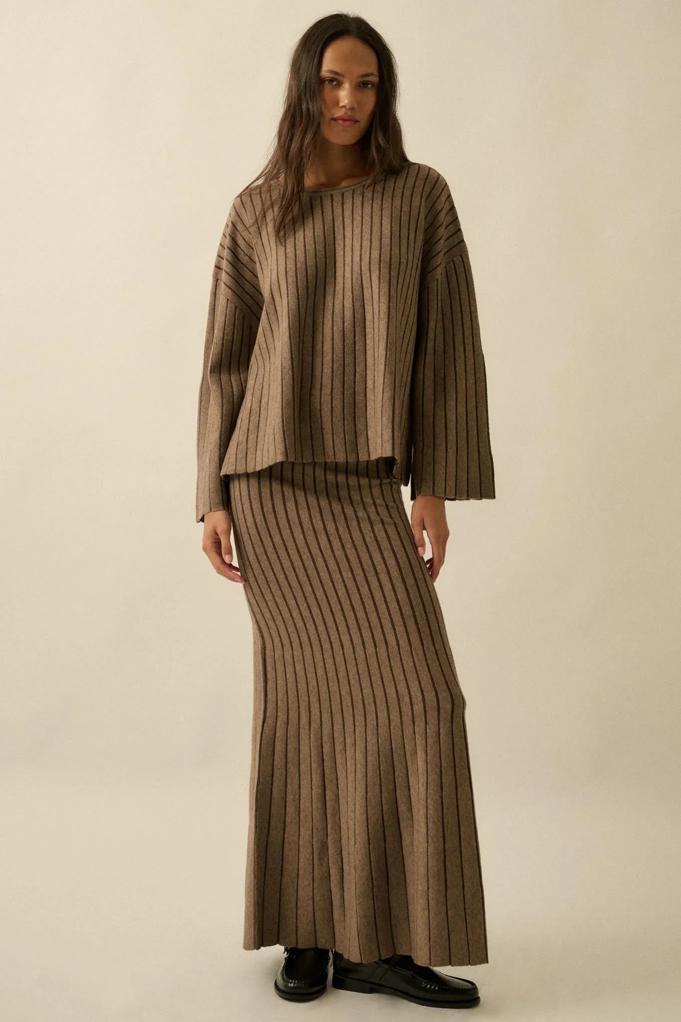 On the Line Striped Wide-Sleeve Loose-Fit Sweater sold by Promesa product image thumbnail 3