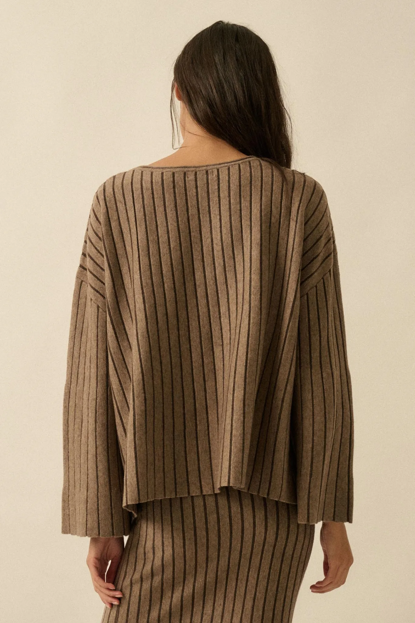 On the Line Striped Wide-Sleeve Loose-Fit Sweater sold by Promesa product image thumbnail 2