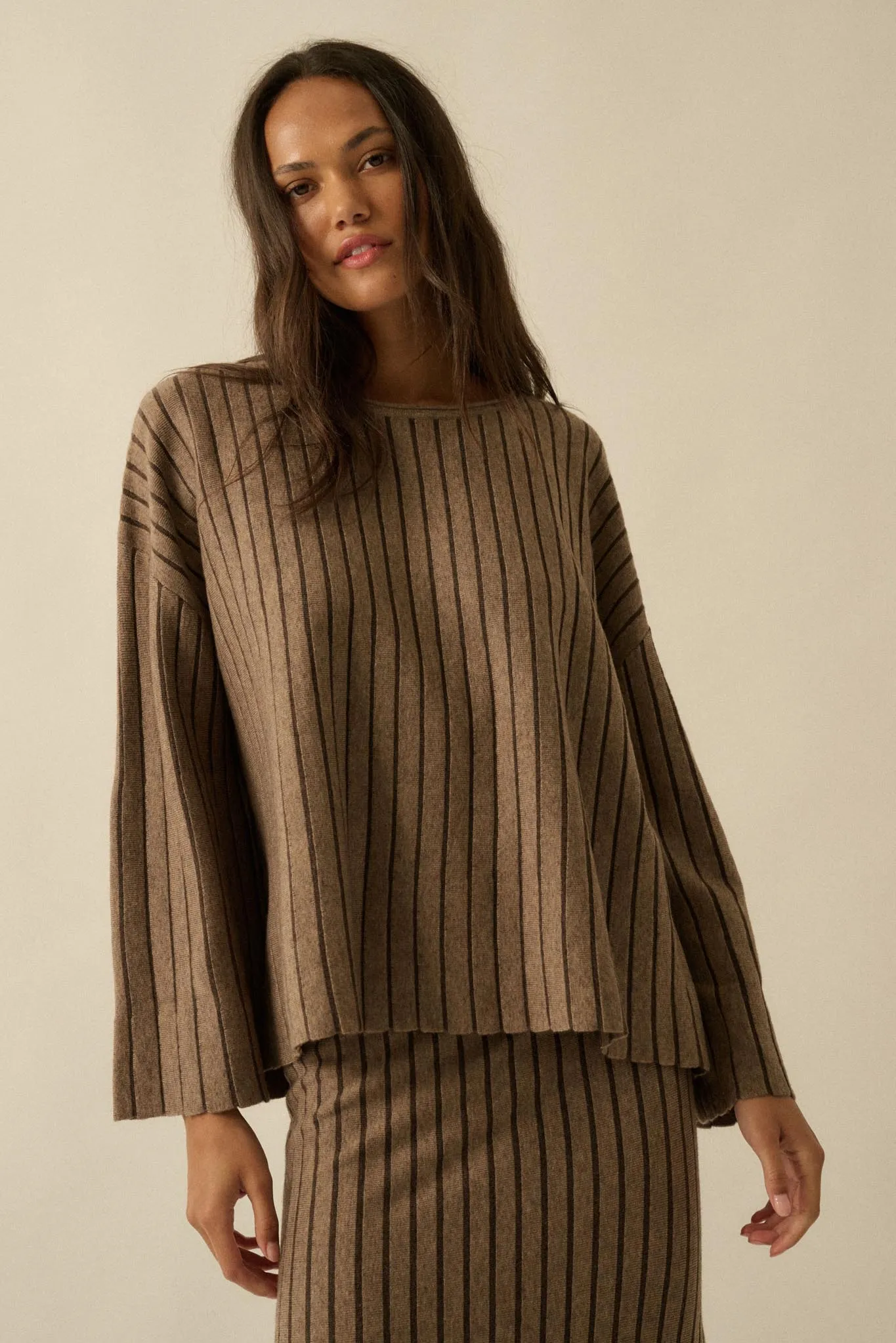 On the Line Striped Wide-Sleeve Loose-Fit Sweater sold by Promesa product image thumbnail 5