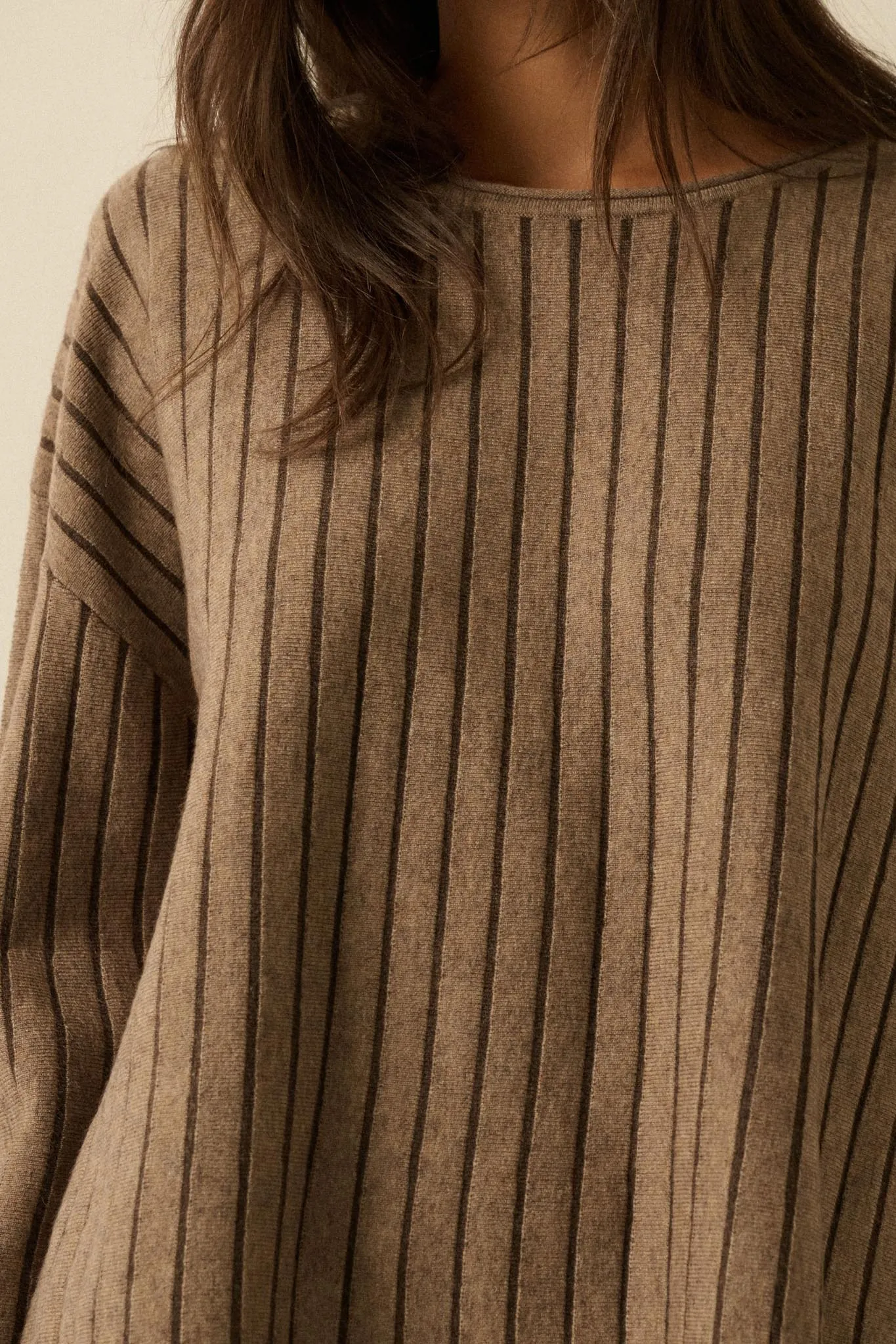On the Line Striped Wide-Sleeve Loose-Fit Sweater sold by Promesa product image thumbnail 4