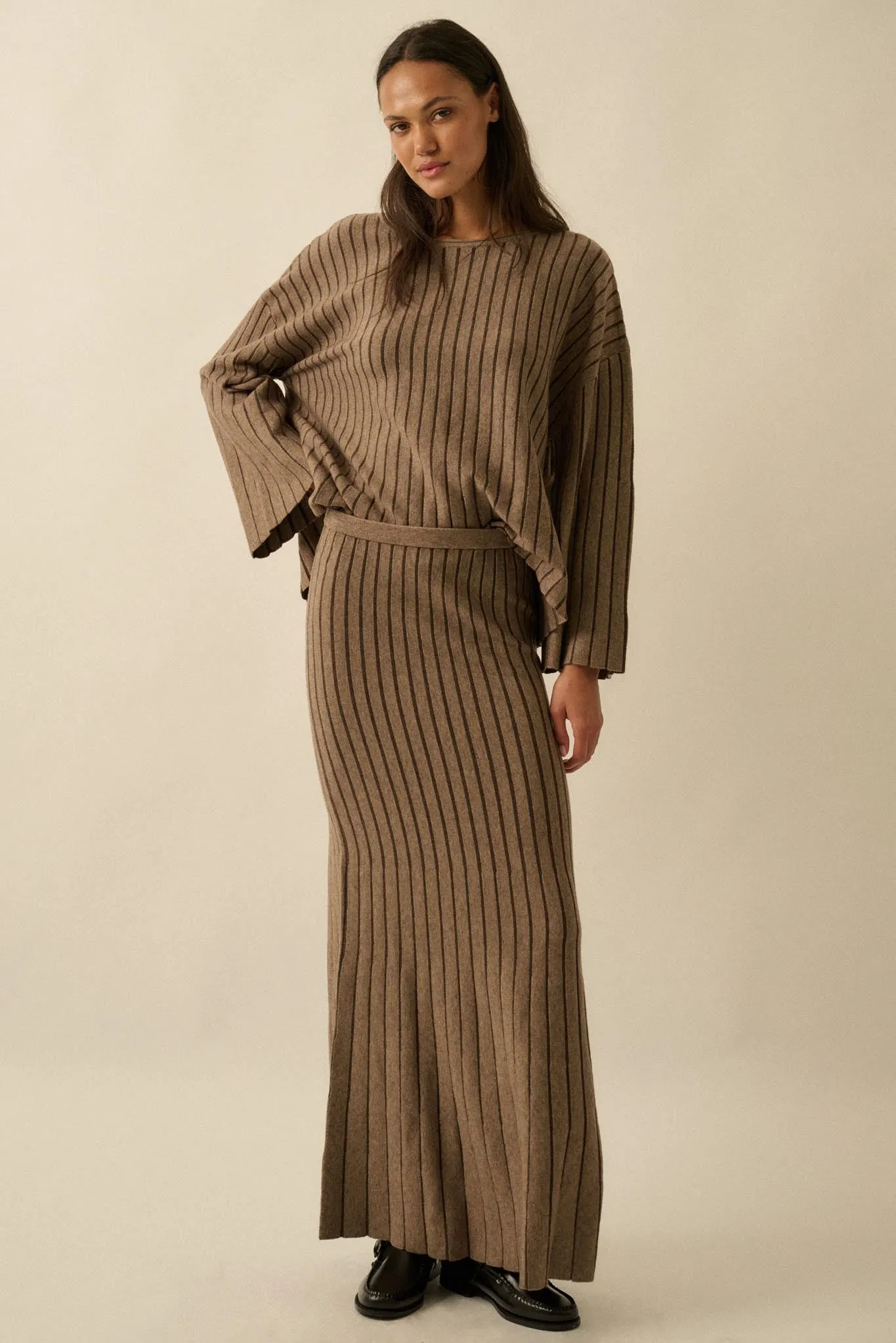 Next in Line Striped Mermaid Maxi Sweater Skirt sold by Promesa product image thumbnail 4