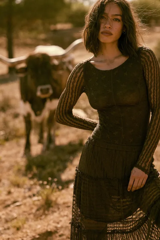 Divine Light Lace Long-Sleeve Boatneck Bodysuit sold by Promesa