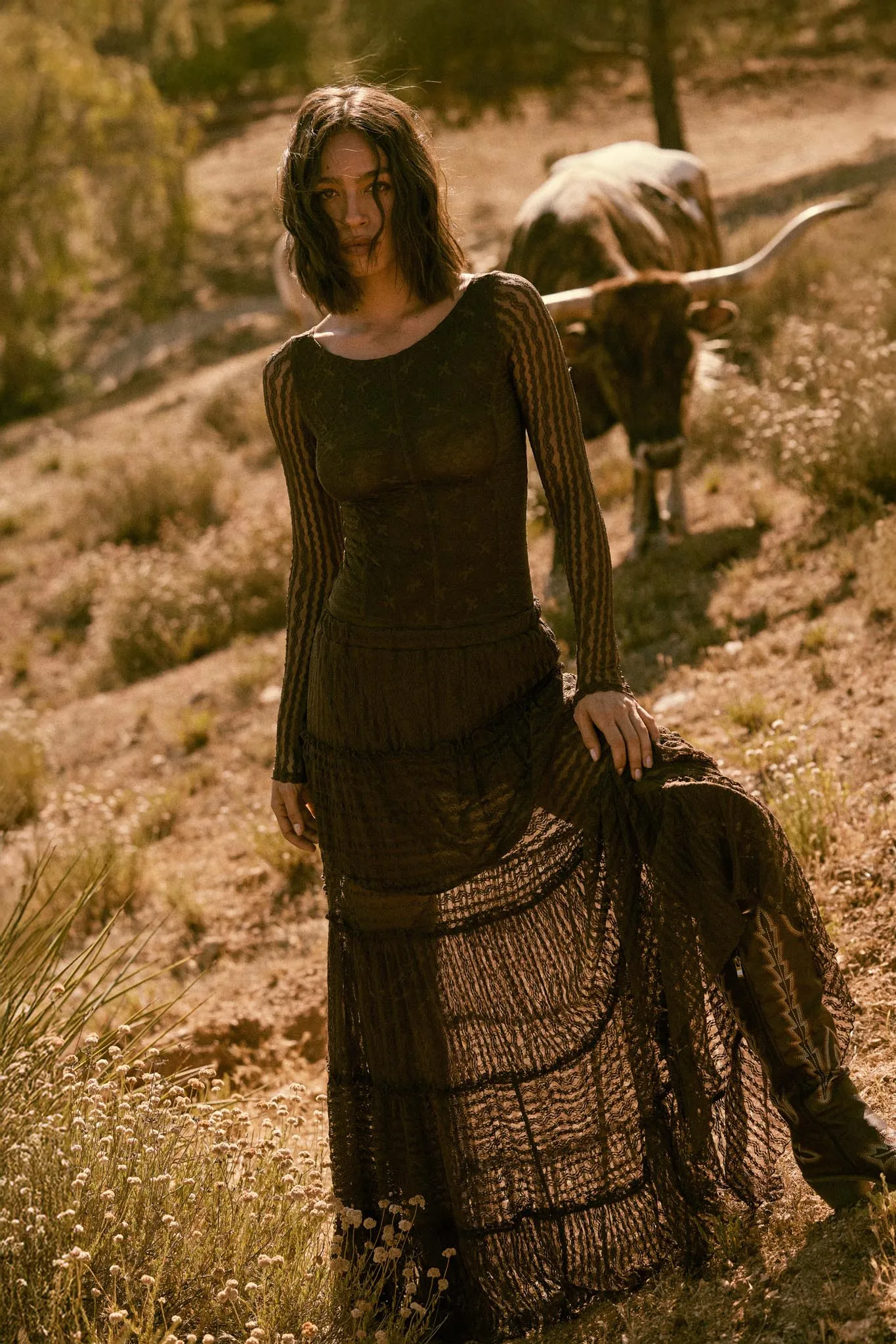 Dreaming of You Striped Lace Tiered Maxi Skirt sold by Promesa product image thumbnail 3