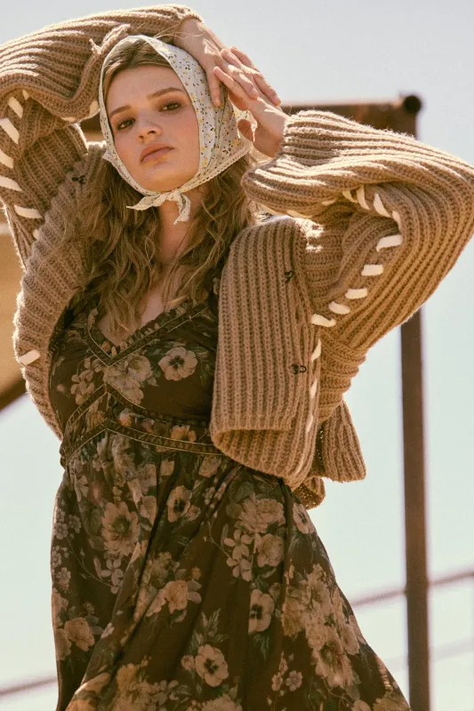 Stitch in Time Stitch-Detail Flap-Collar Cardigan sold by Promesa