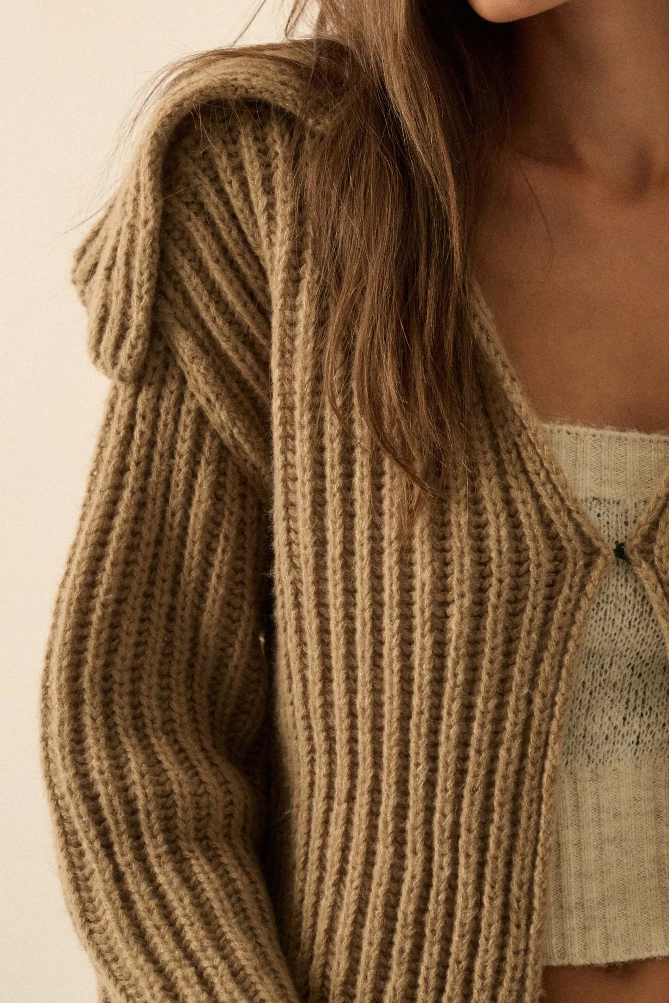 Stitch in Time Stitch-Detail Flap-Collar Cardigan sold by Promesa product image thumbnail 5