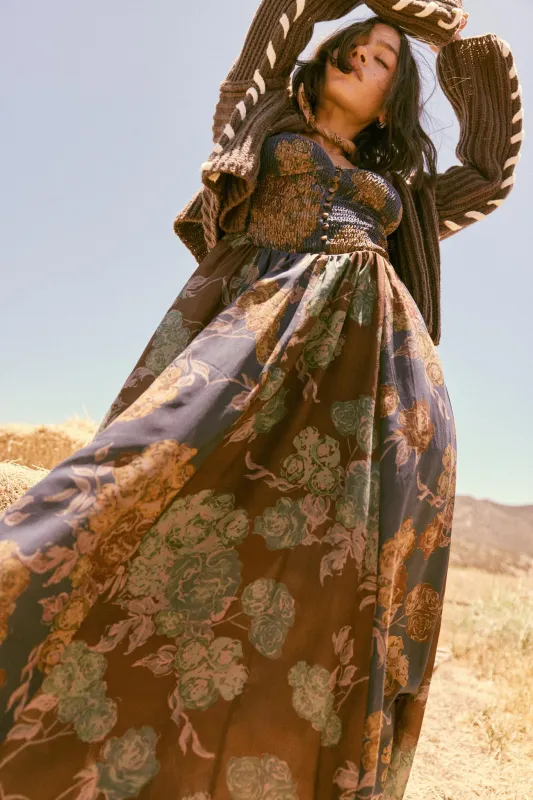 Beautiful Blooms Smocked Floral Maxi Peasant Dress sold by Promesa