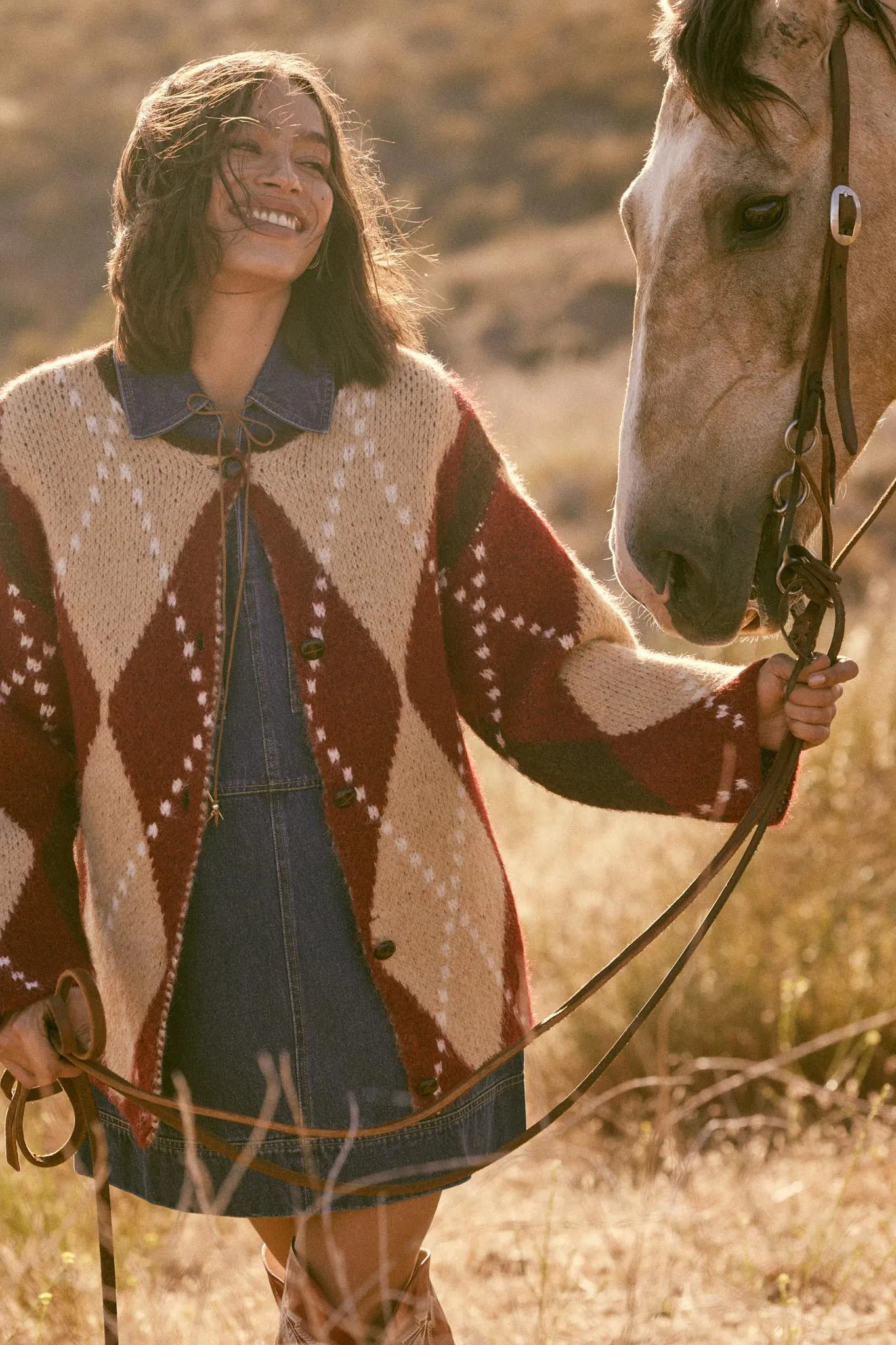 Cross Country Fuzzy-Knit Argyle Pocket Cardigan sold by Promesa