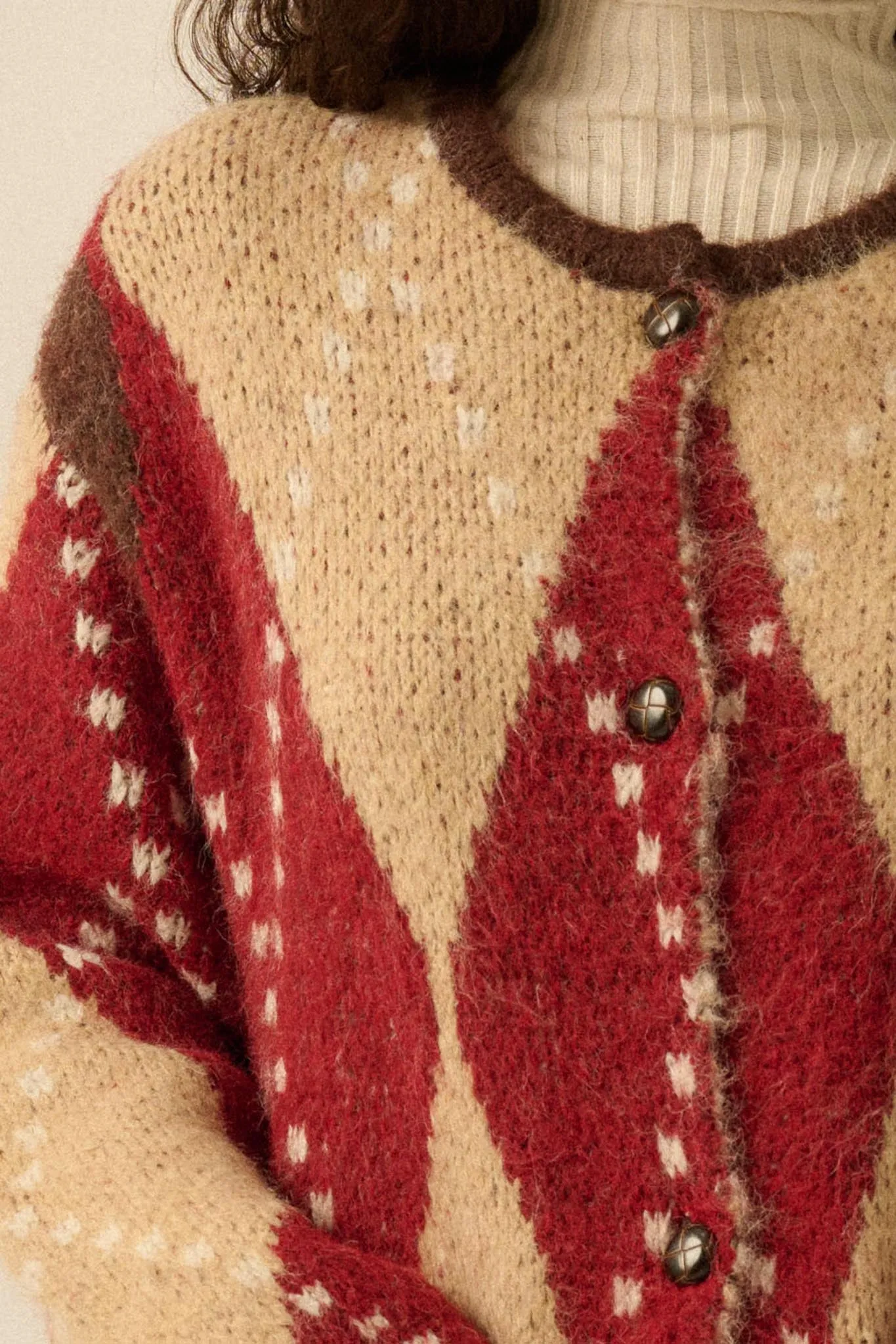 Cross Country Fuzzy-Knit Argyle Pocket Cardigan sold by Promesa product image thumbnail 5