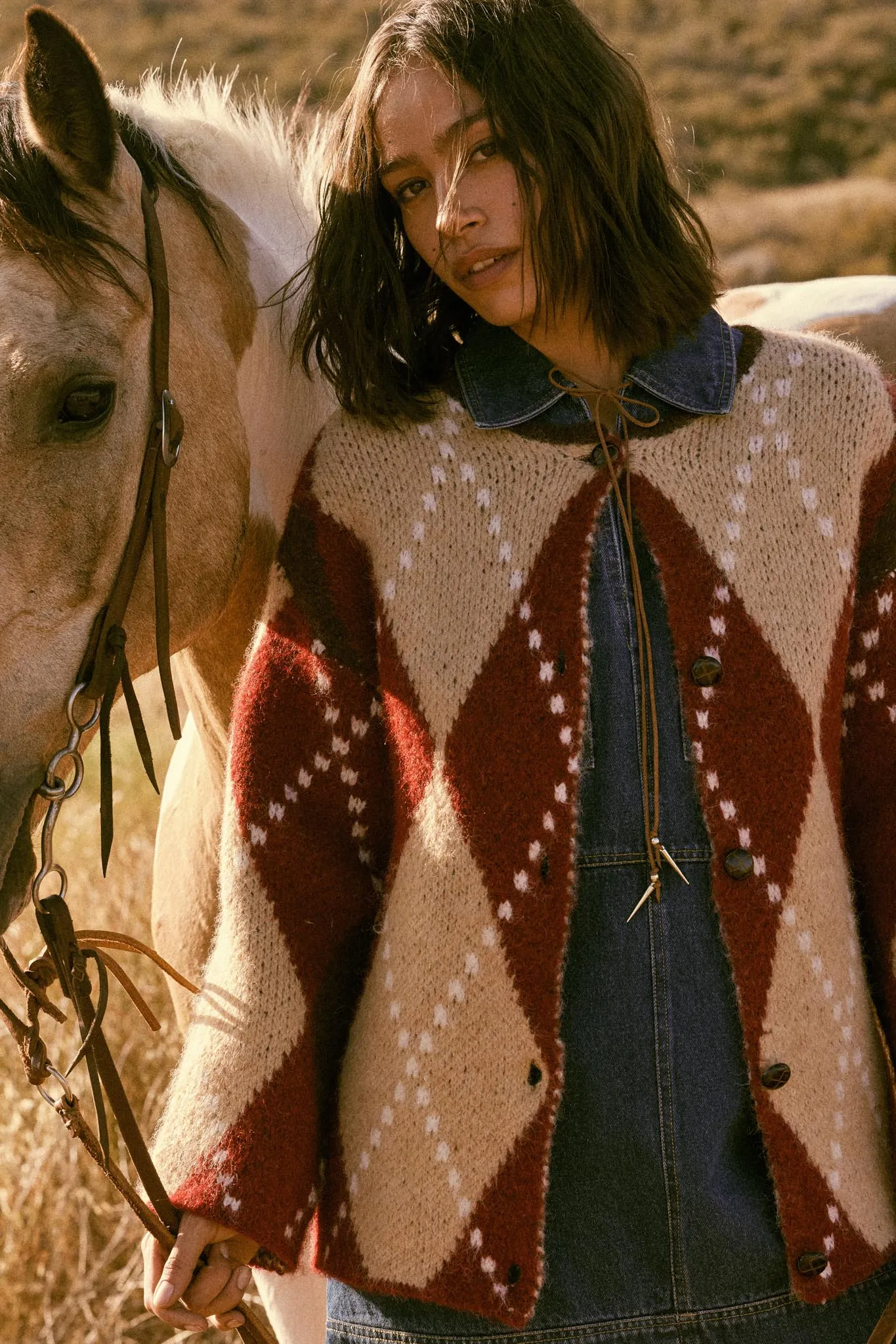 Cross Country Fuzzy-Knit Argyle Pocket Cardigan sold by Promesa product image thumbnail 3