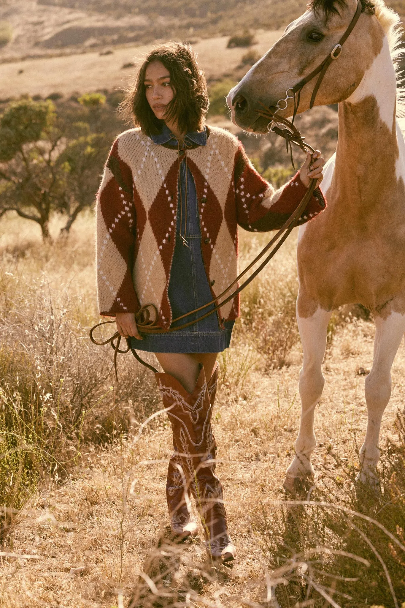 Cross Country Fuzzy-Knit Argyle Pocket Cardigan sold by Promesa product image thumbnail 2