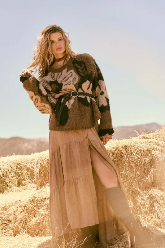 Love You So Button-Front Tiered Ruffle Maxi Skirt sold by Promesa