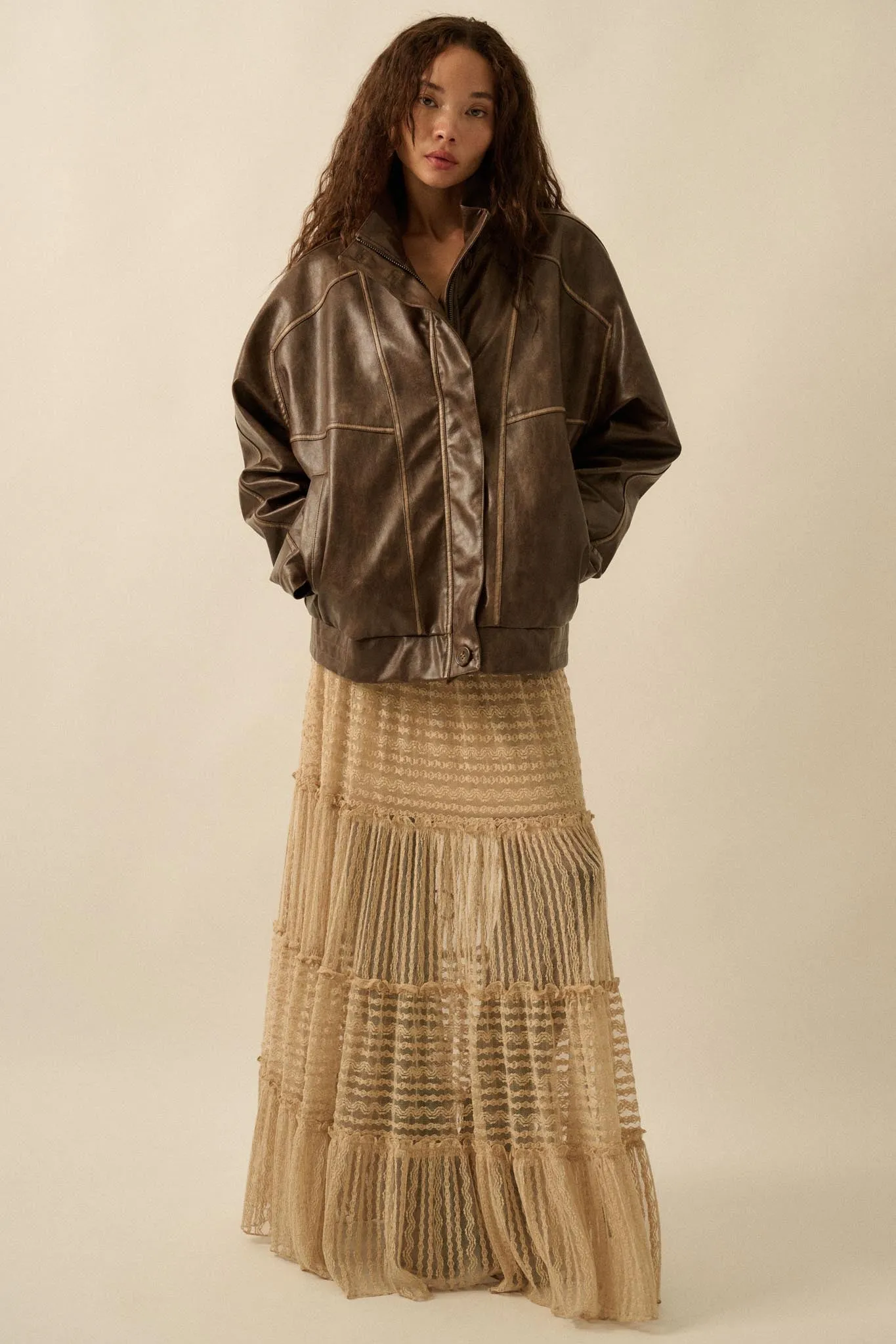 Soul Rider Vegan Leather Oversize Jacket sold by Promesa product image thumbnail 5