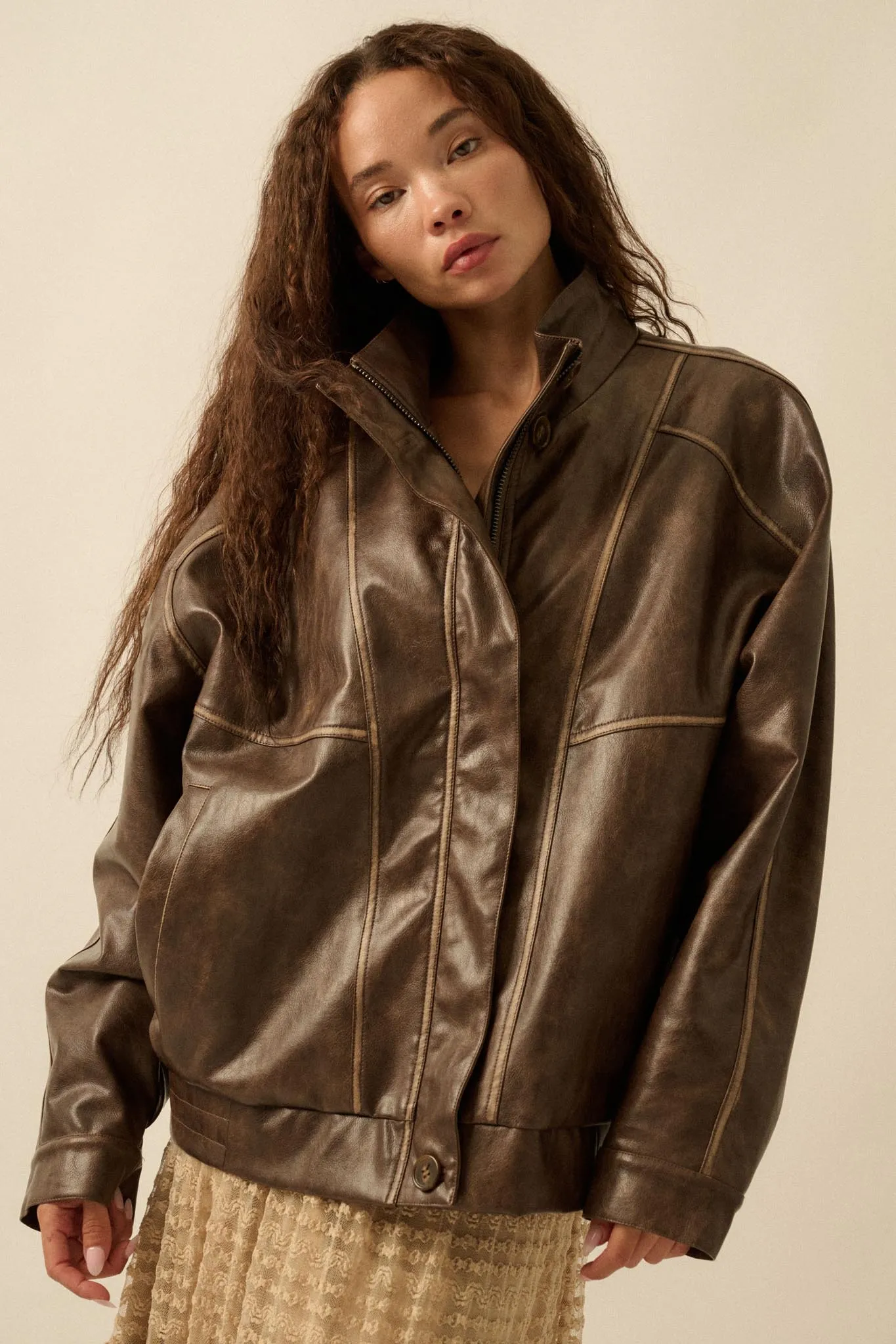 Soul Rider Vegan Leather Oversize Jacket sold by Promesa product image thumbnail 4