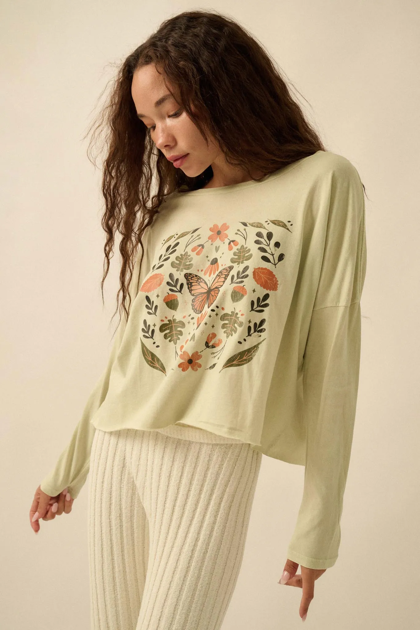 Monarch Season Long-Sleeve Butterfly Graphic Tee sold by Promesa product image thumbnail 5
