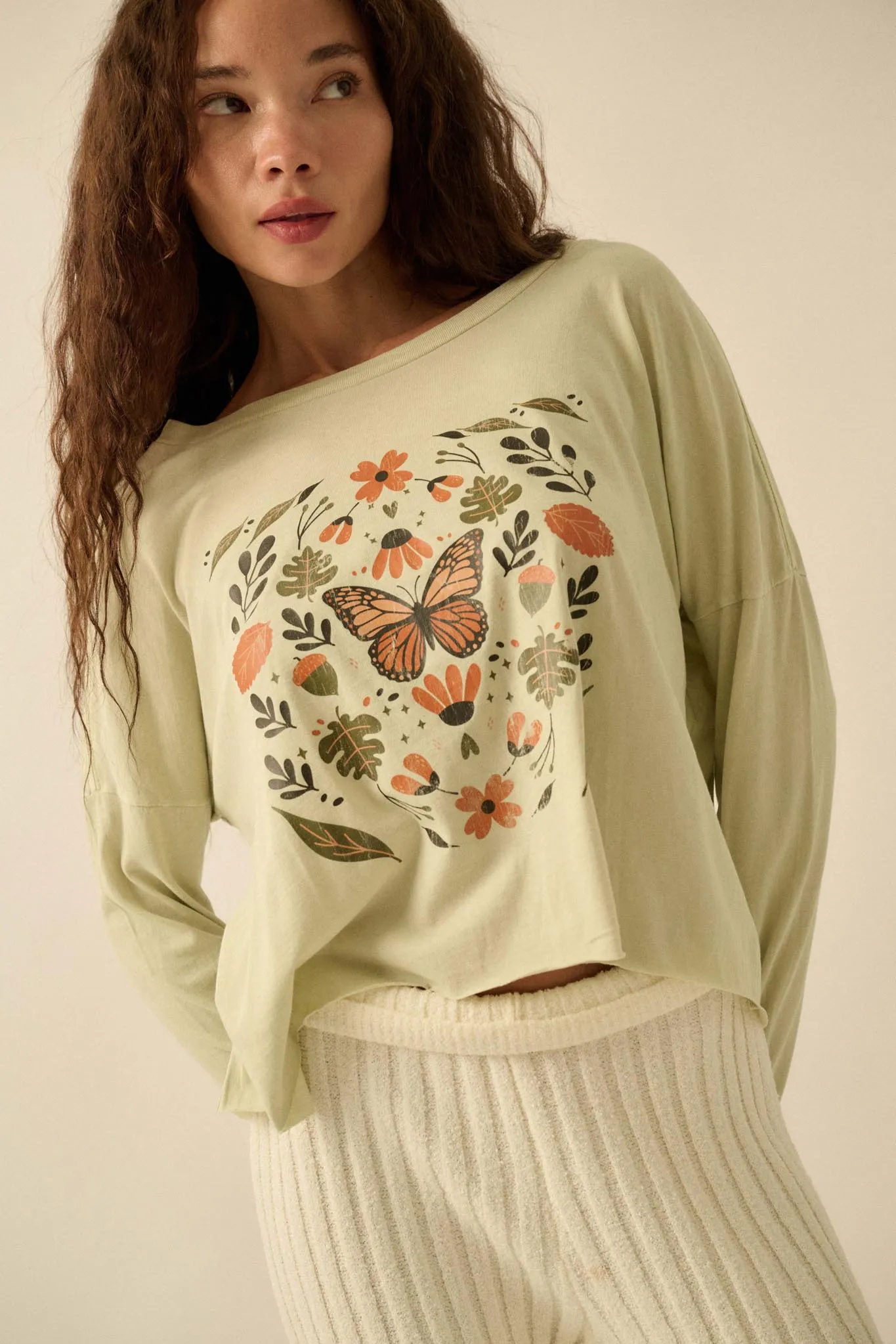 Monarch Season Long-Sleeve Butterfly Graphic Tee sold by Promesa product image thumbnail 4